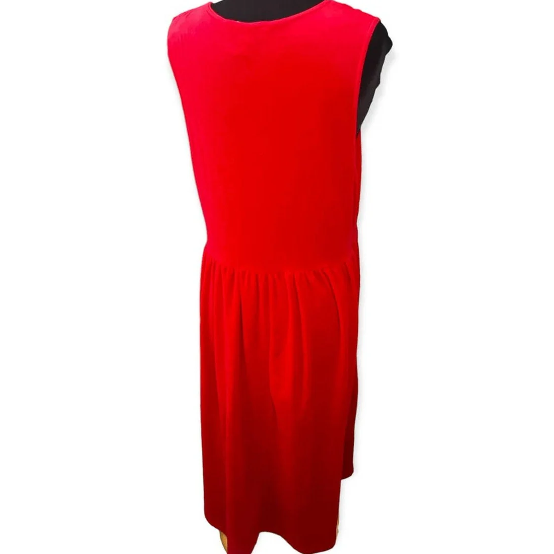 Vintage 80s 90s Red Christmas Holiday Maxi Dress Large Xl Snowman Stocking by Fads - Image 2