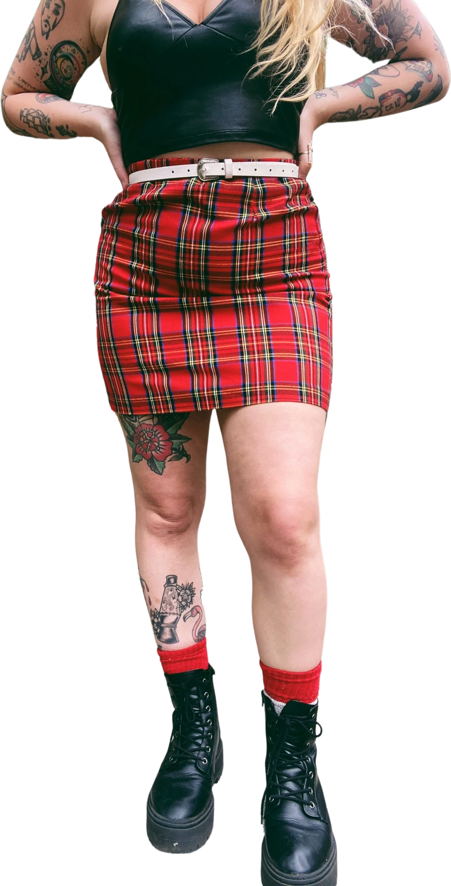 Vintage 80s 90s Red Yellow Blue Classic Plaid High Waisted Mini Skirt Medium Size 10 28 30 In Waist by Habits
