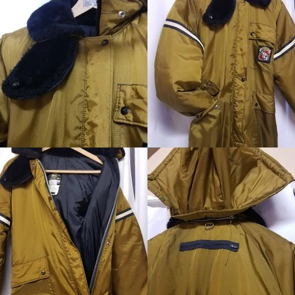 Vintage 80s 90s Retro Metallic Mustard Snowsuit Jumpsuit Coveralls Large by Stearns - Image 3