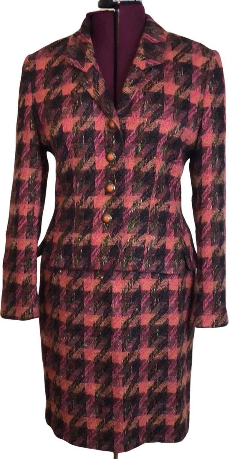Vintage 80s 90s Silk Wool Classy Skirt Suit by Carlisle