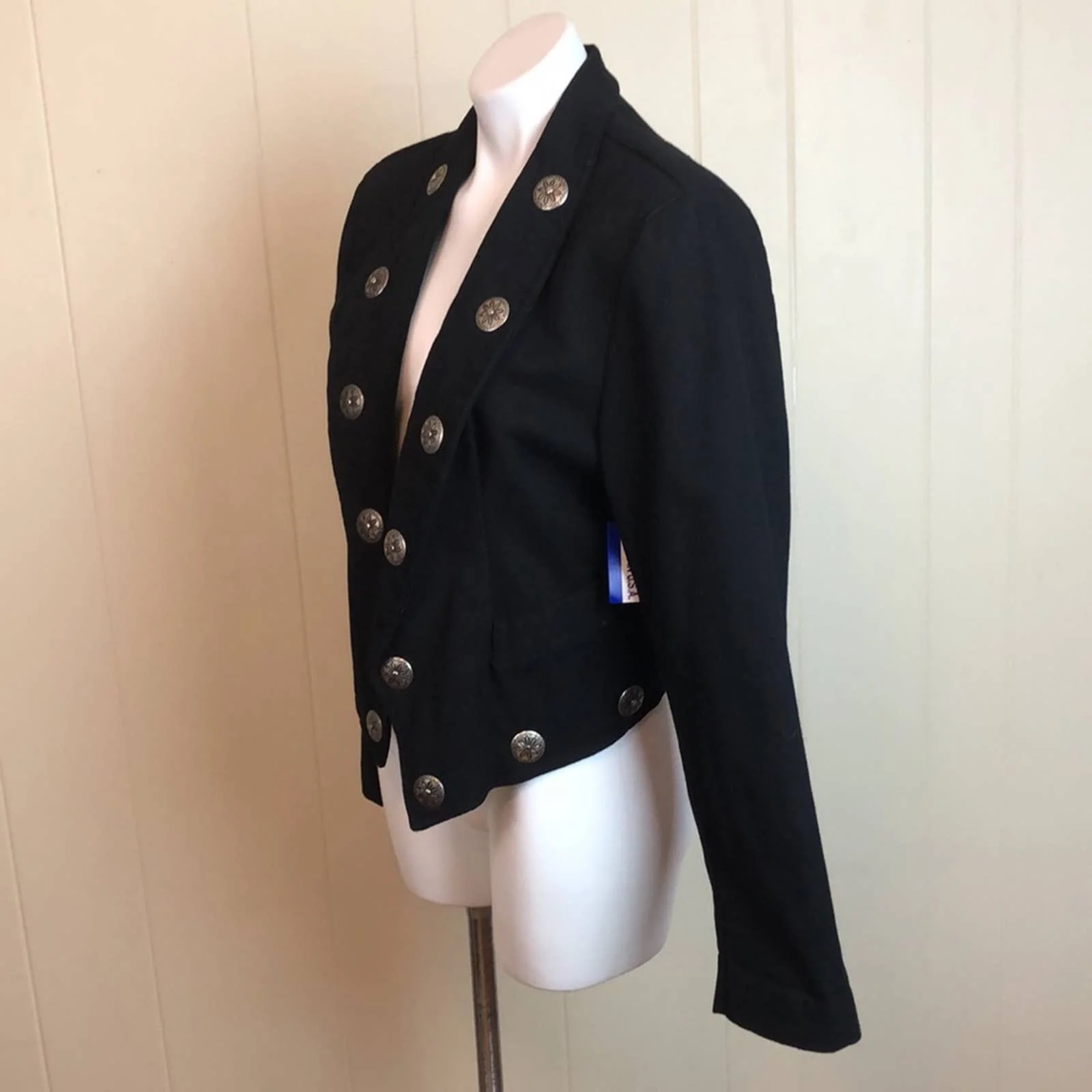 Vintage 80s 90s Tailored Western Military Denim Jacket Medium Nwt Dead Stock by Western Collection - Image 3