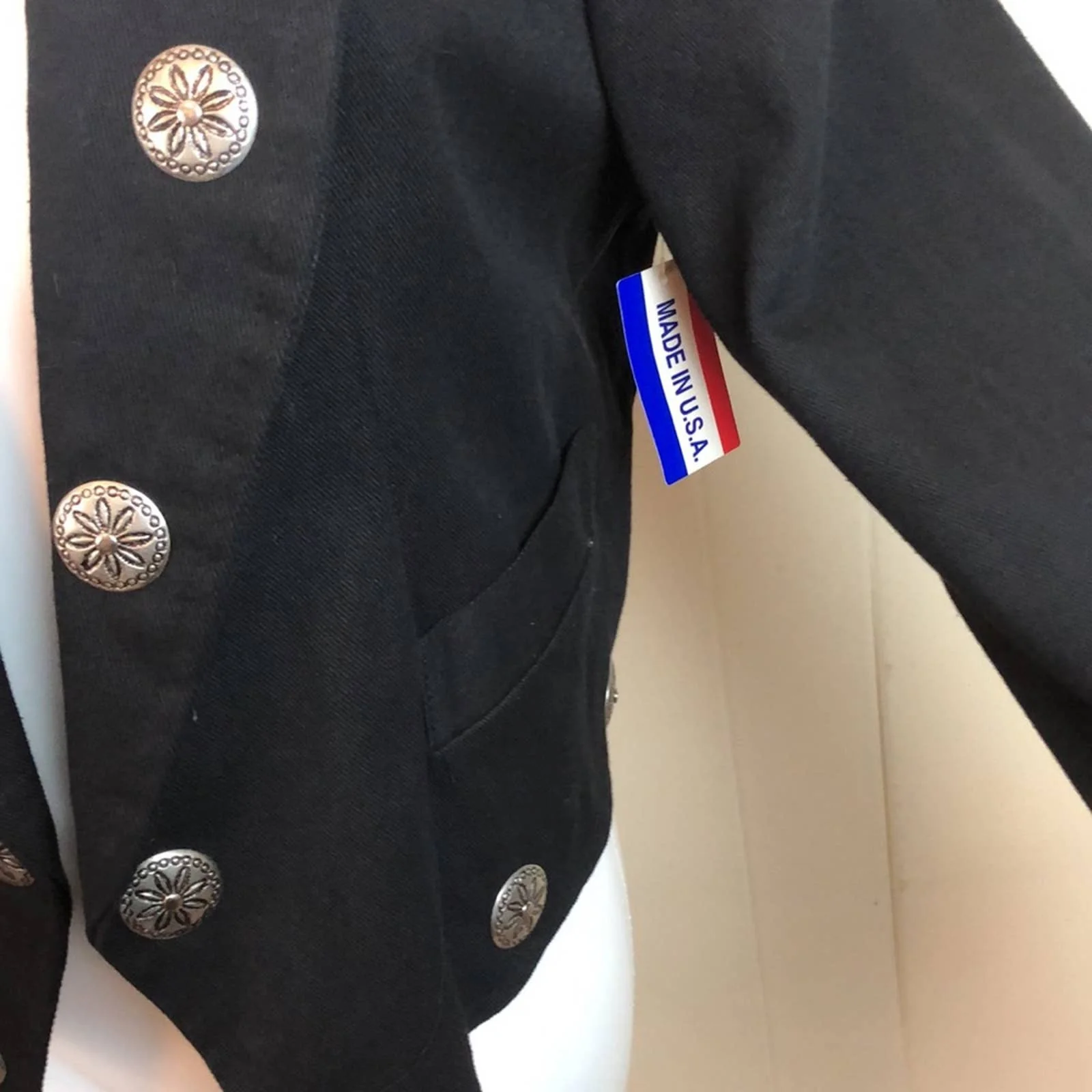 Vintage 80s 90s Tailored Western Military Denim Jacket Medium Nwt Dead Stock by Western Collection - Image 8