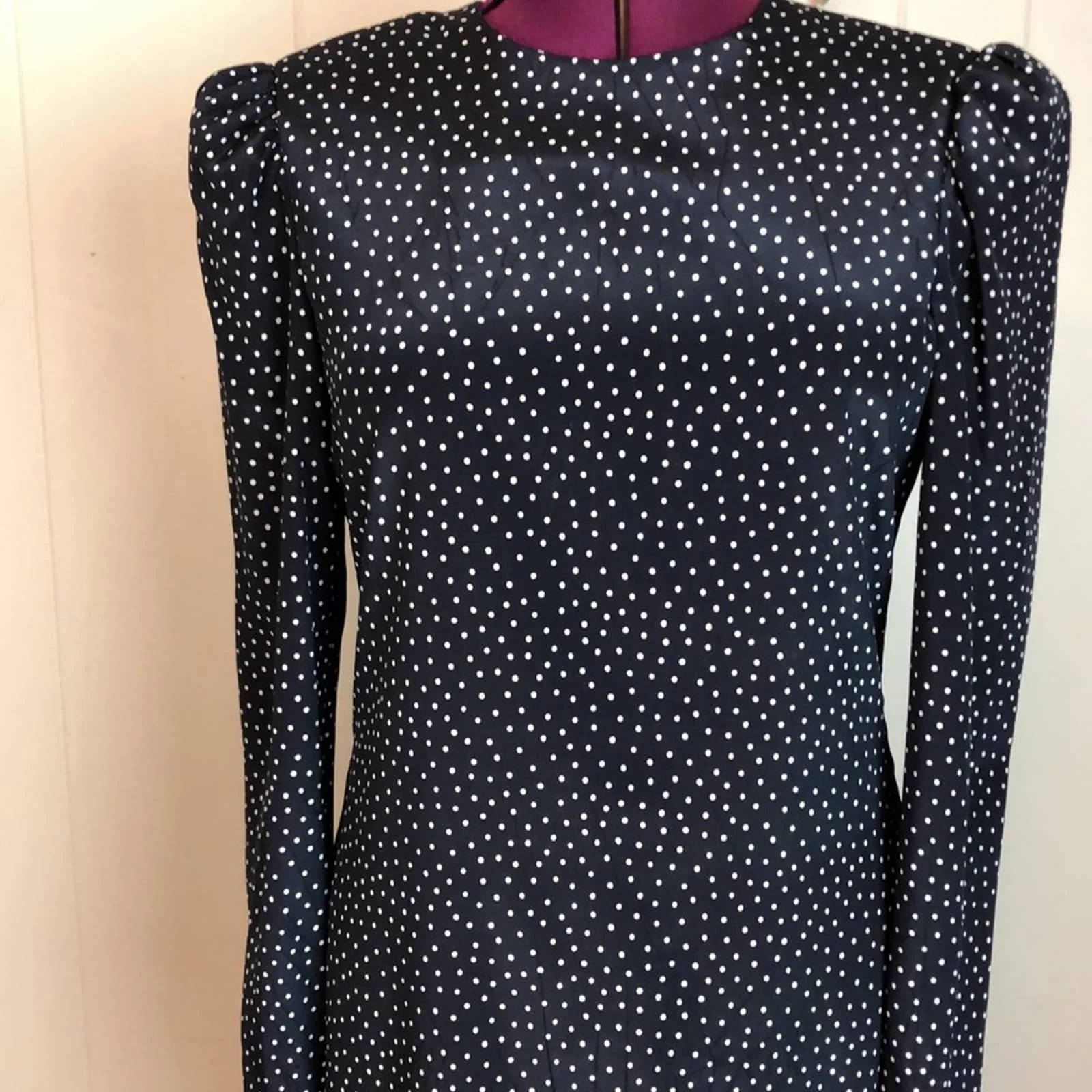 Vintage 80s 90s Tiered Polka Dot Rockabilly Sheath Dress Party Pin Up Retro by Leslie Fay - Image 2
