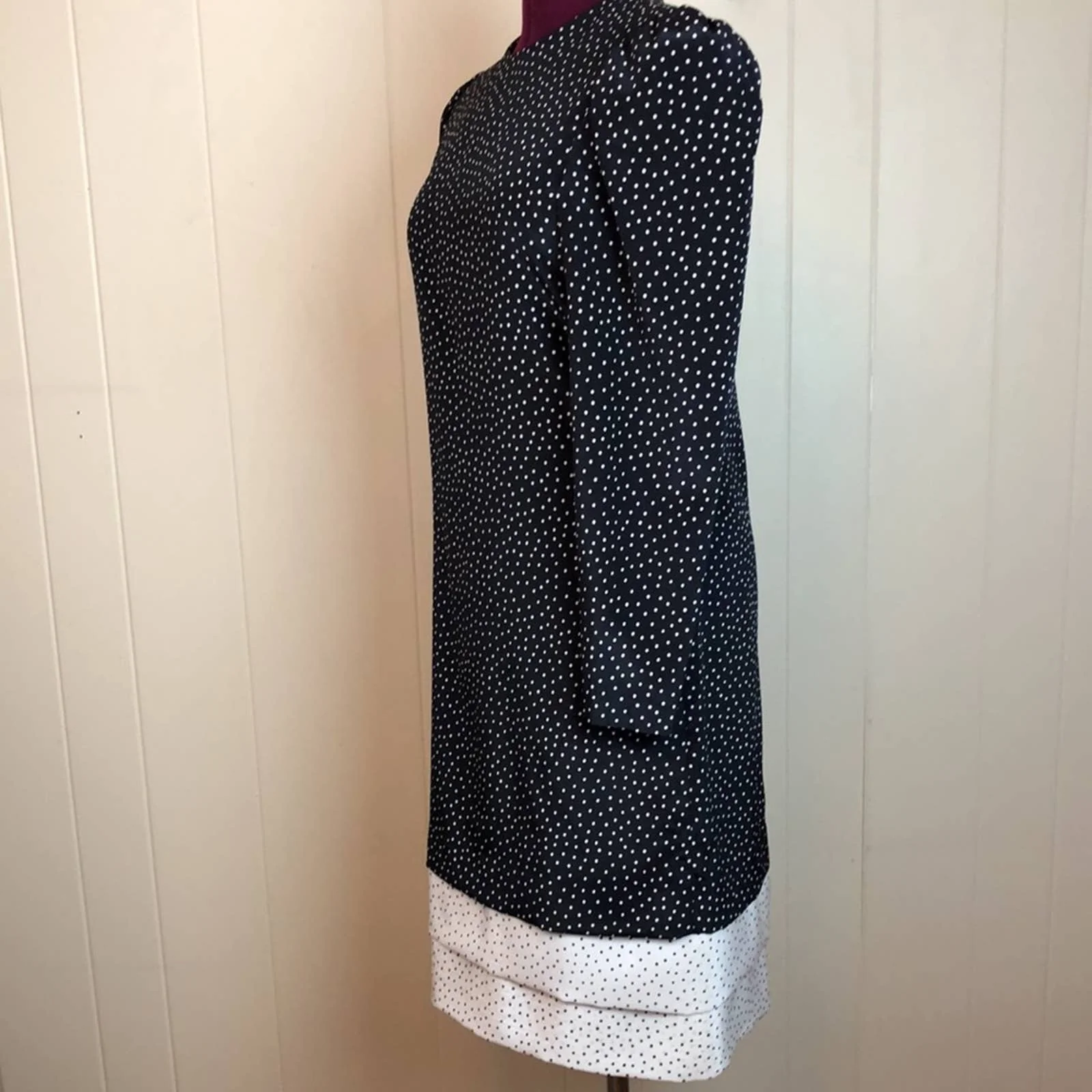 Vintage 80s 90s Tiered Polka Dot Rockabilly Sheath Dress Party Pin Up Retro by Leslie Fay - Image 3