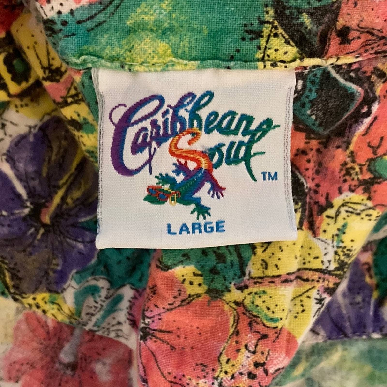 Vintage 80s 90s Tropical Fruit Hawaiian Shirt Large Casual Button Down - Image 4