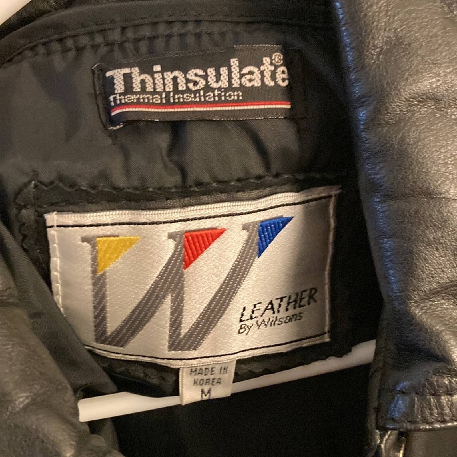 Vintage 80s 90s Wilson’s Black Leather Jacket Thermal Insulation Moto by Wilsons Leather - Image 5