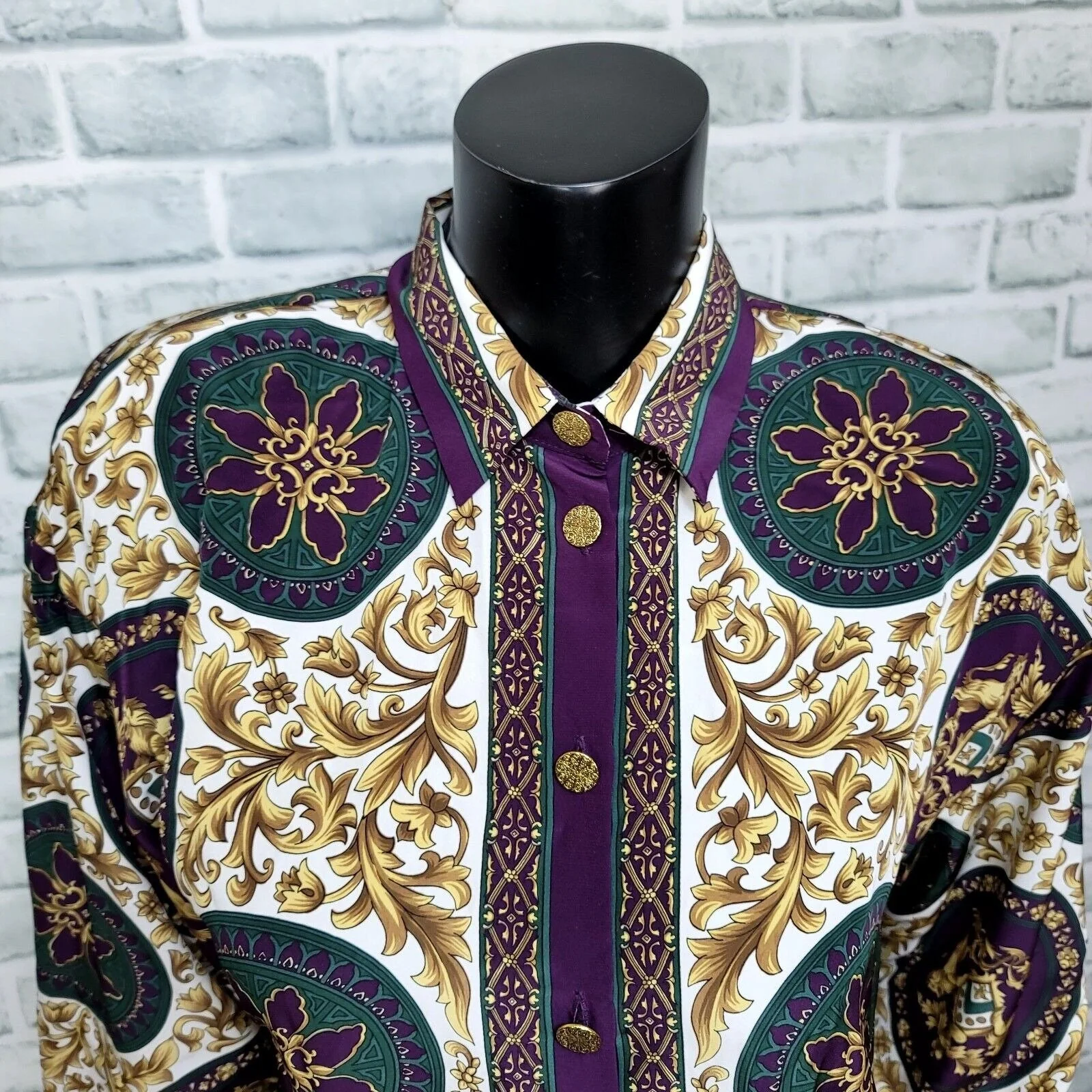 80s/90s Multi Ornate Filigree Long Sleeve Button Up By Thats Me! - Image 4