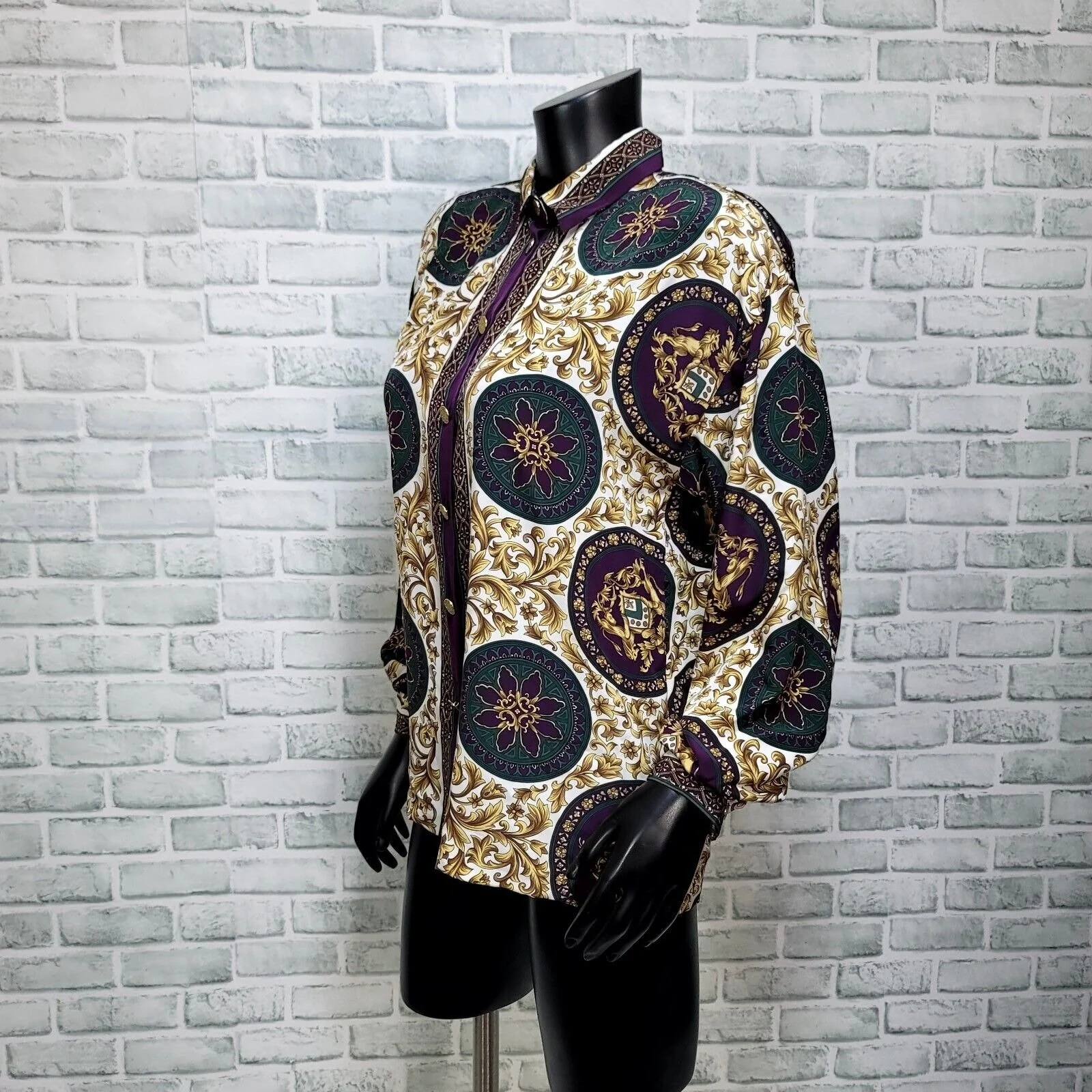 80s/90s Multi Ornate Filigree Long Sleeve Button Up By Thats Me! - Image 5