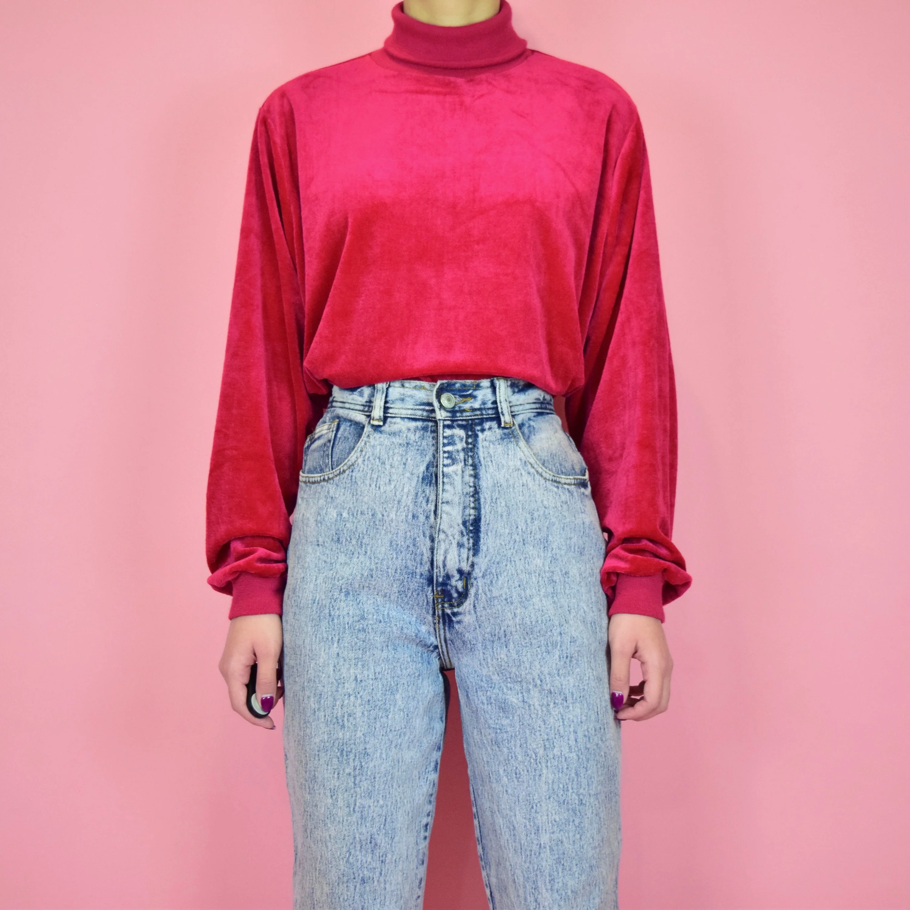 Vintage 80s Acid Wash High Waisted Jeans - Image 2