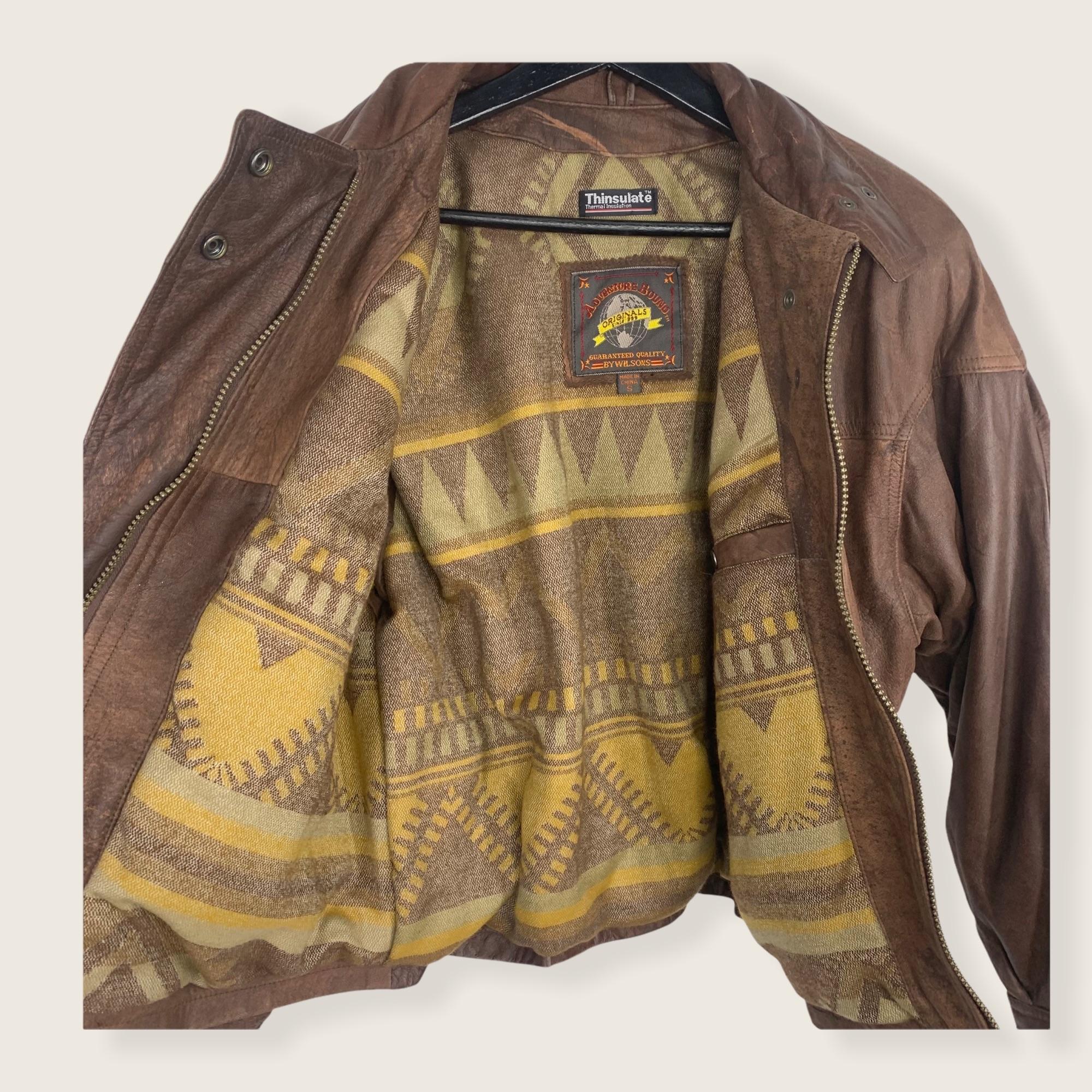 Vintage 80s Adventure Bound Bomber Jacket Small by Wilsons Leather - Image 8