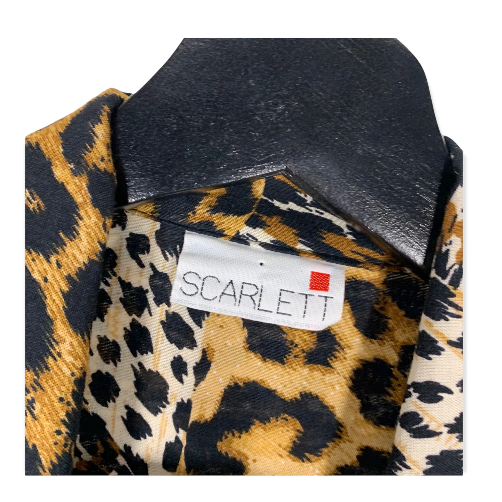 Vintage 80s Animal Print Short Sleeve Button Up Dress Medium by Scarlett - Image 12