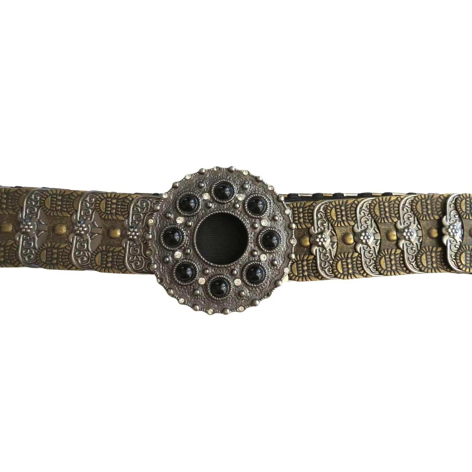 Vintage 80s Art To Wear Stretch Belt Brown Bronze Metal Elastic M/l Hook Buckle - Image 12