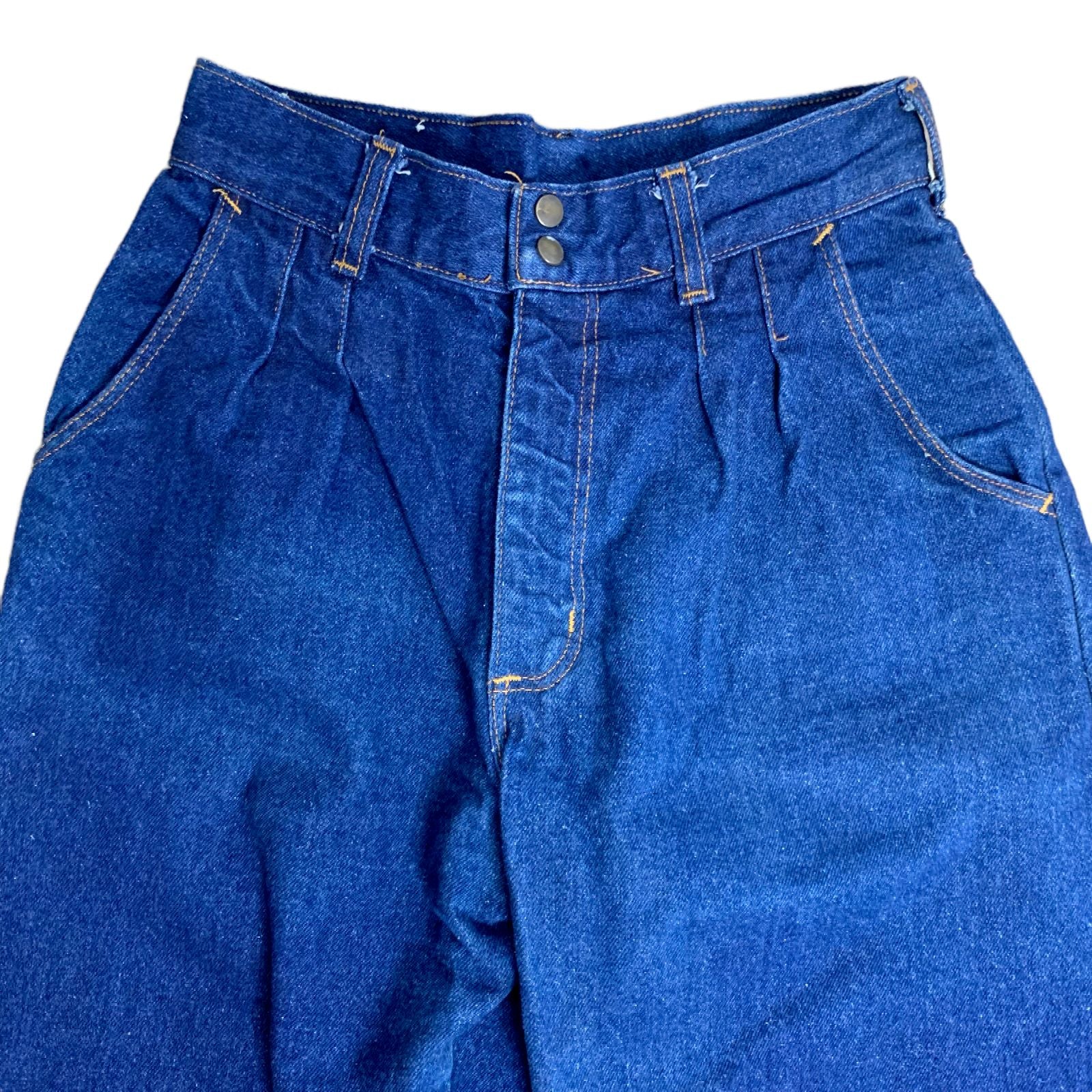 Vintage 80s Avon Denim Mom Jeans Dark Wash High Rise Pleated Pockets Snaps by Avon Fashions - Image 2