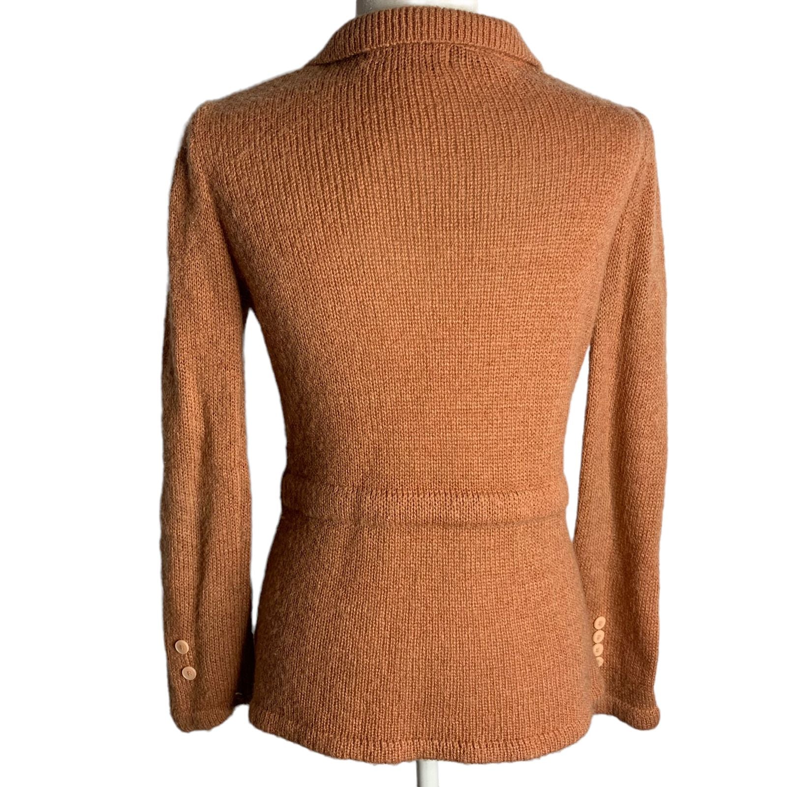 Vintage 80s Beaded Knit Cardigan Sweater M Mauve Pink Buttons Pockets Tie Waist by 20 Ans Knits - Image 5