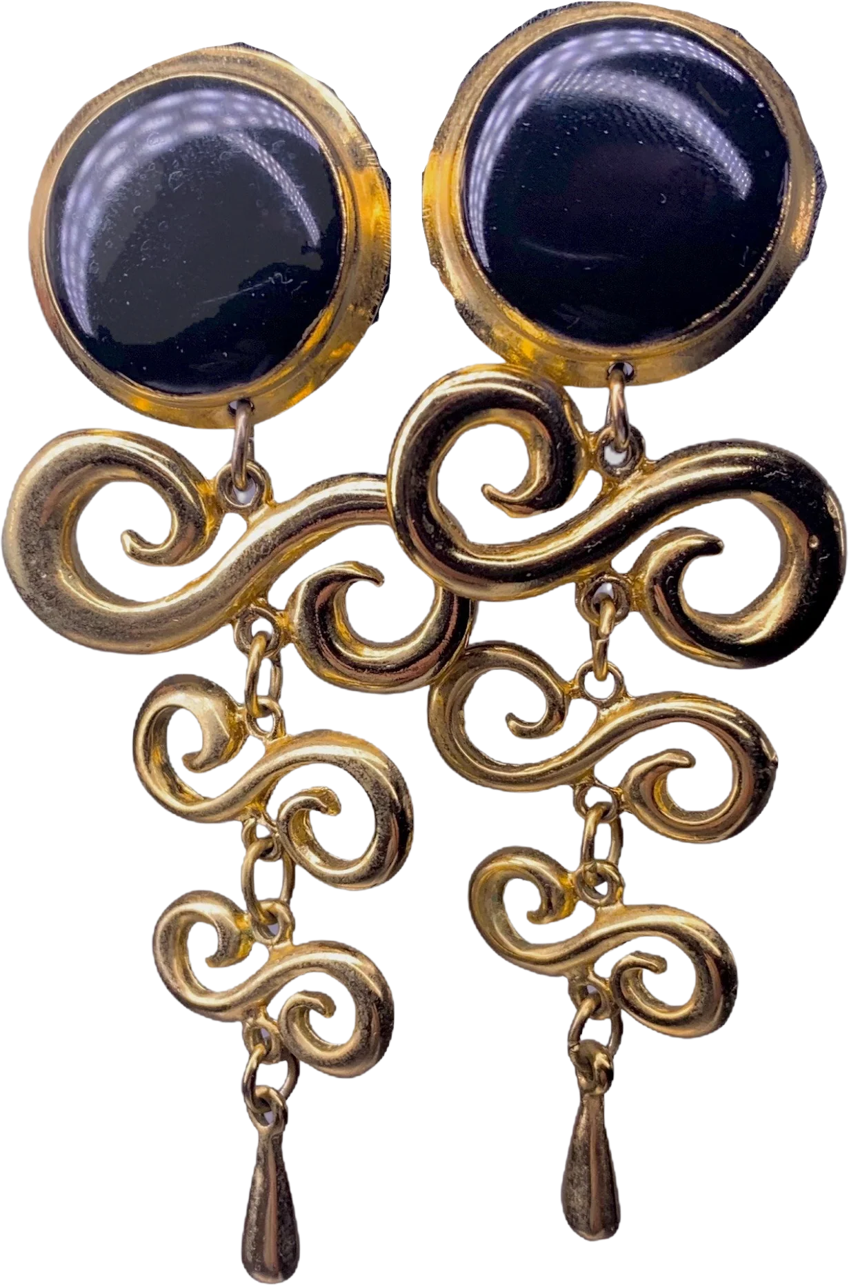 Vintage 80s Black and Gold Earrings