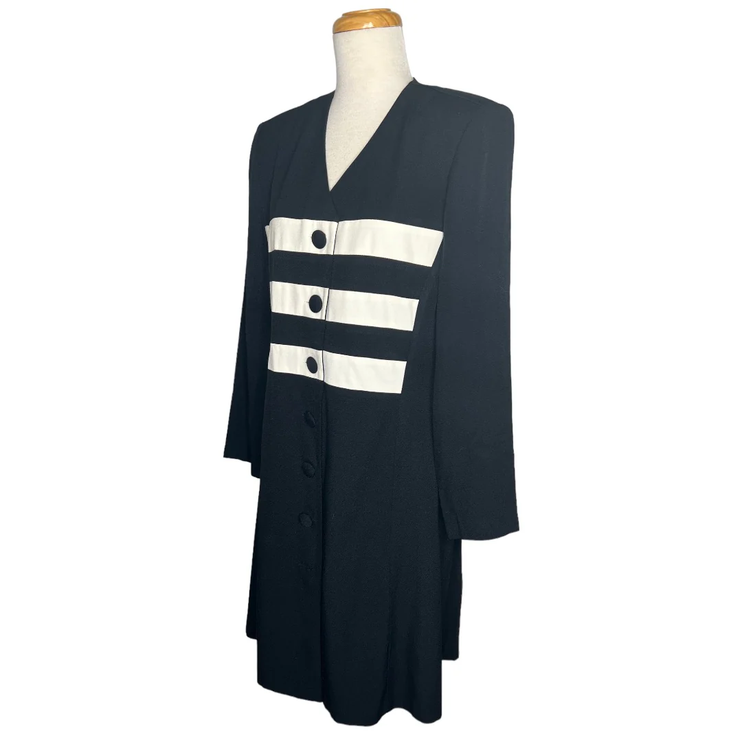 Vintage 80s Black and White Striped Blazer Dress Size 12 by Louis Snyder - Image 5