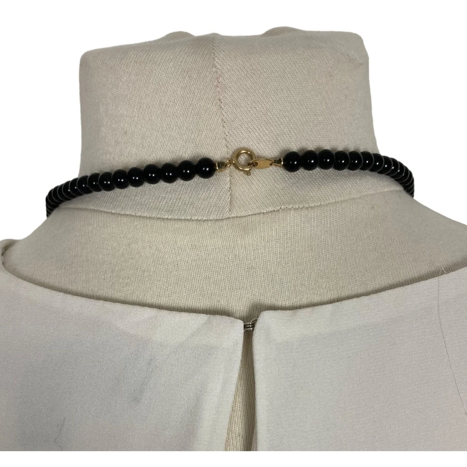 Vintage 80s Black Gold Beaded Necklace Strand 29. 5 Inch Long by Trifari - Image 4