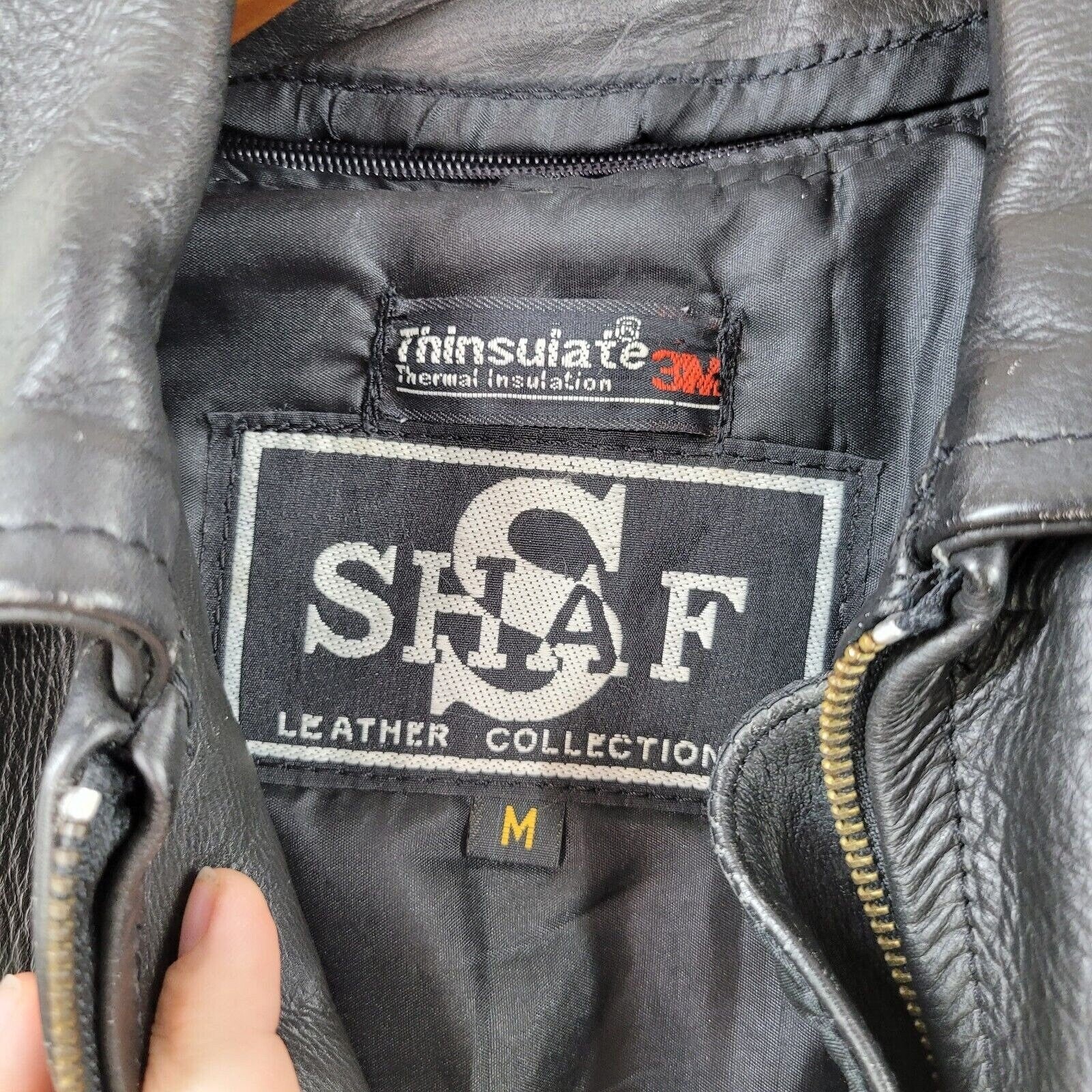Vintage 80s Black Leather Coat Jacket Size Medium Biker Moto Biker Alt - Image 10