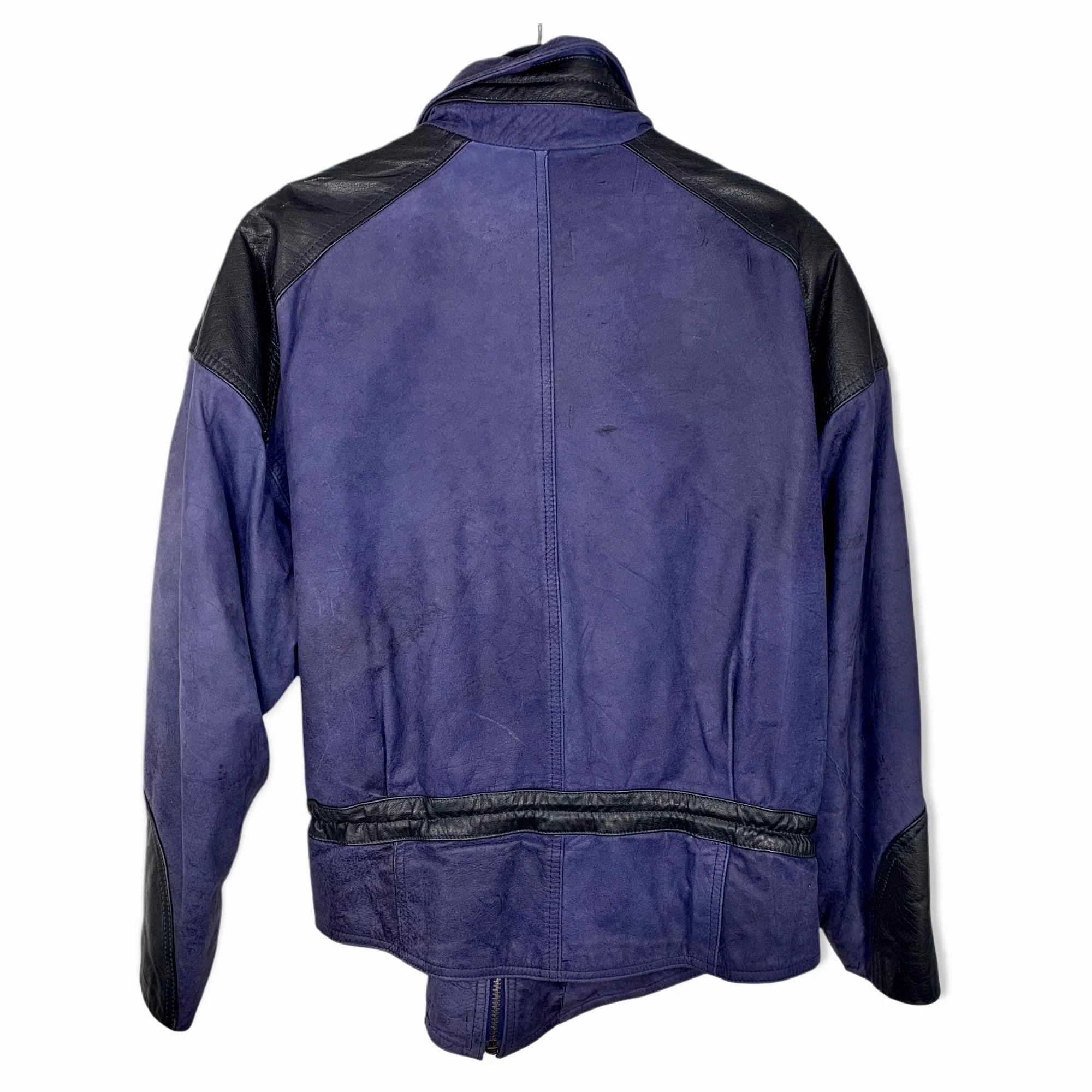 Vintage 80s Black Purple Leather Jacket Medium by Winlit - Image 2