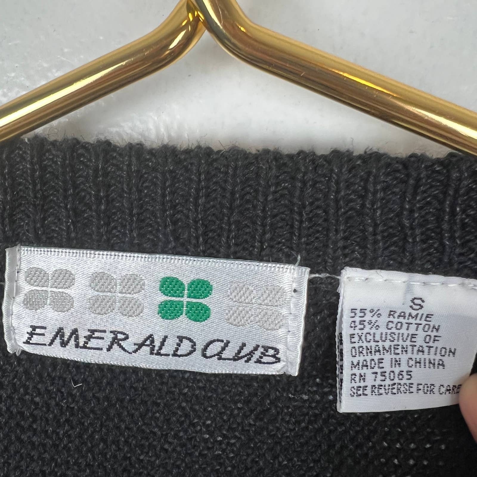 Vintage 80s Black Sequin Floral Sweater by Emerald Club - Image 5