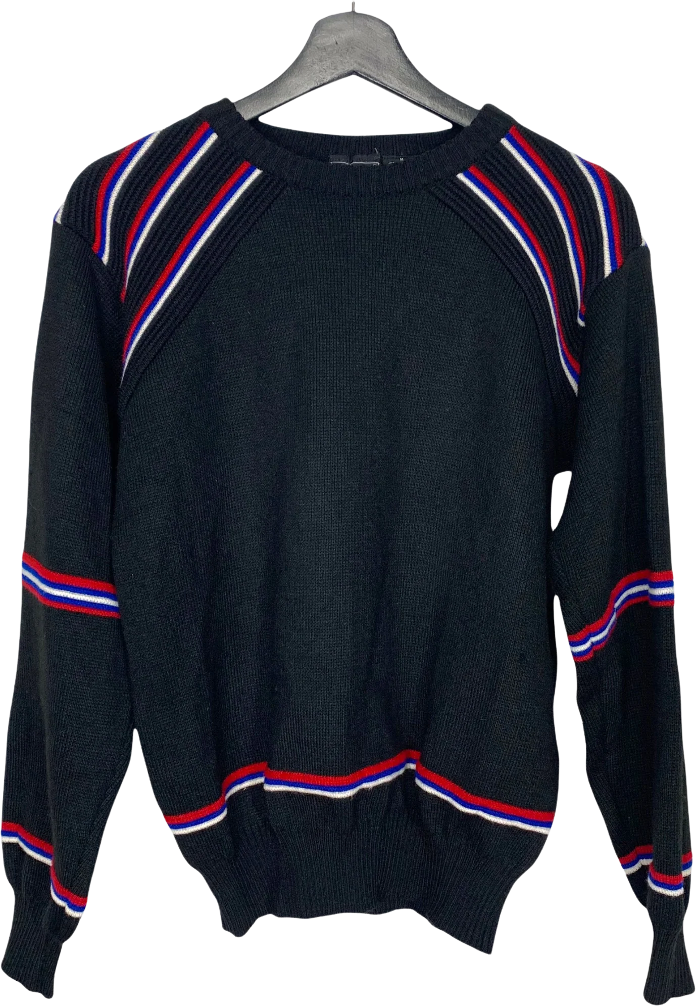 Vintage 80s Black Stripe Pull Over Knit Sweater Medium by Andrew St John