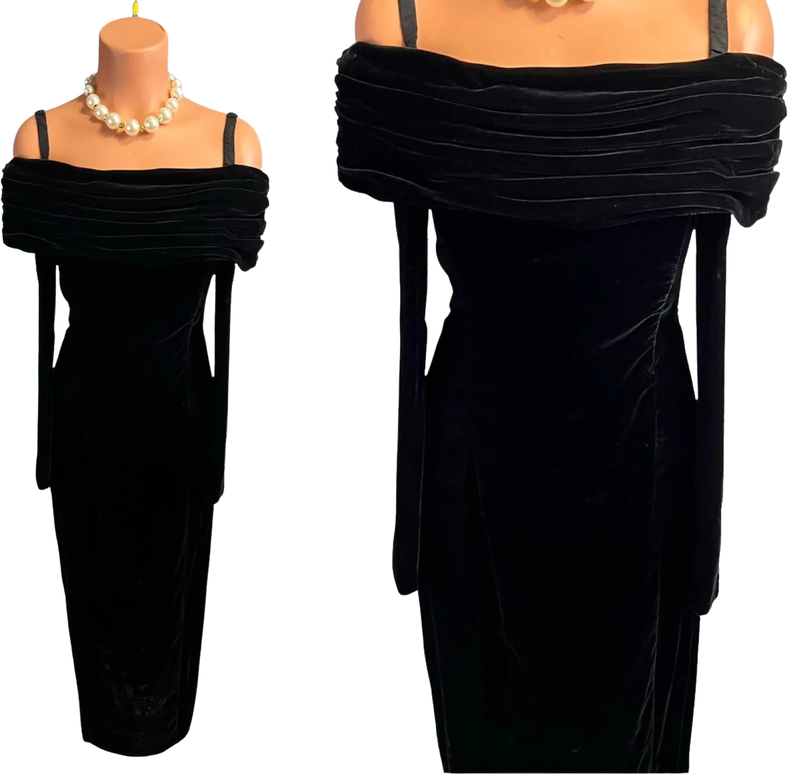 Vintage 80s Black Velvet Goth Girl Evening Gown by Rampage