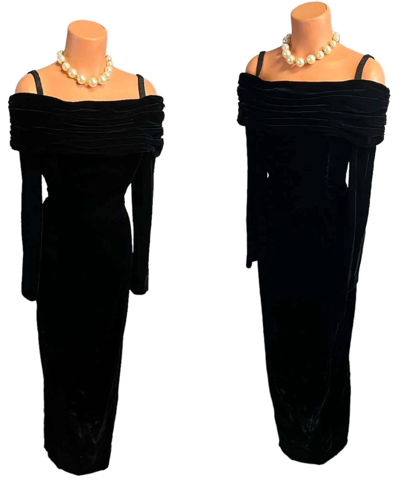 Vintage 80s Black Velvet Goth Girl Evening Gown by Rampage - Image 3