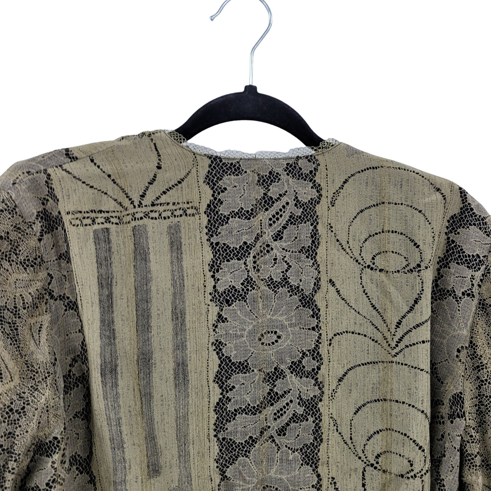Vintage 80s Blazer Bolero Artsy Renaissance Tassel Lace Trim Bell Sleeve Gold S by Dorothy Schoelen - Image 9