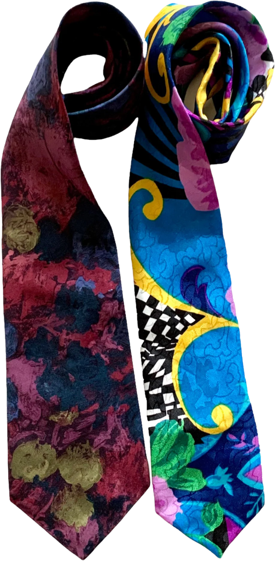 Vintage 80s Bright Print Ties Don Giovanni Tropical with Funky Abstract Bright