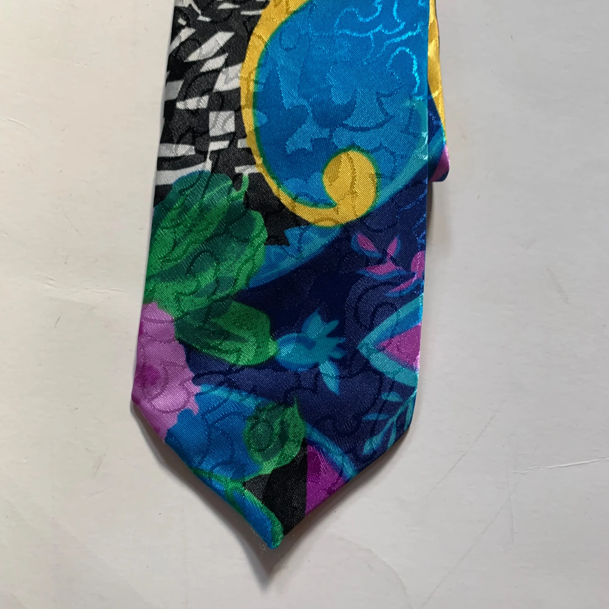 Vintage 80s Bright Print Ties Don Giovanni Tropical with Funky Abstract Bright - Image 10