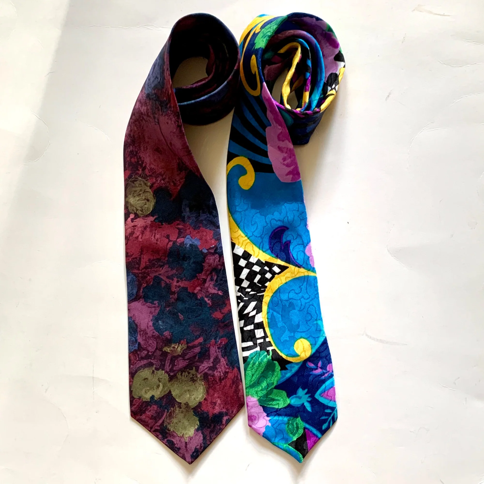 Vintage 80s Bright Print Ties Don Giovanni Tropical with Funky Abstract Bright - Image 15