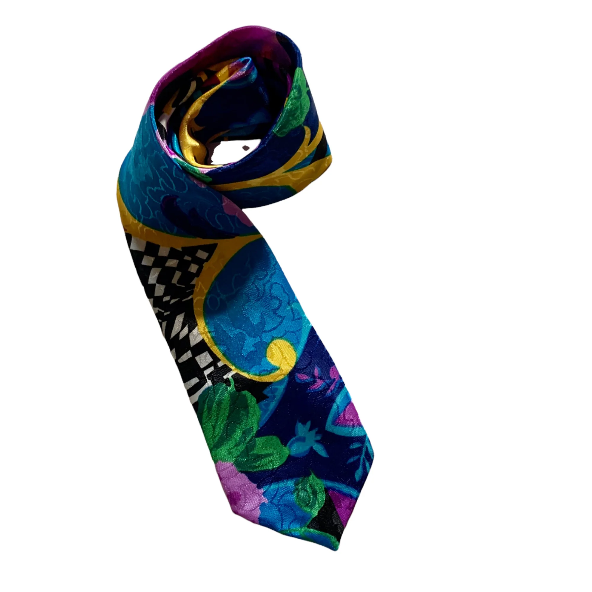 Vintage 80s Bright Print Ties Don Giovanni Tropical with Funky Abstract Bright - Image 3