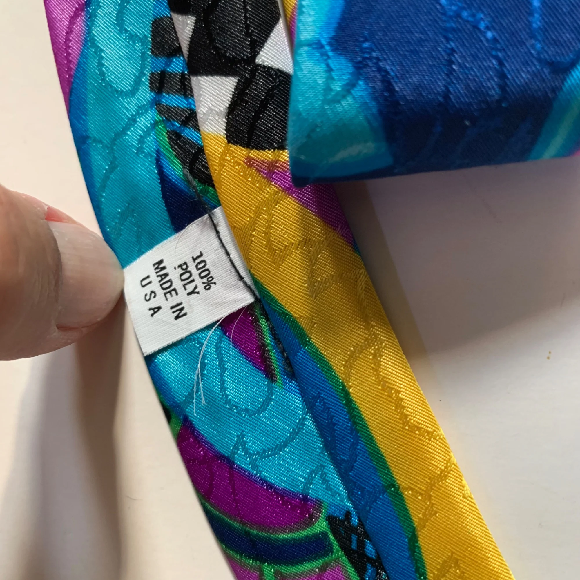 Vintage 80s Bright Print Ties Don Giovanni Tropical with Funky Abstract Bright - Image 4