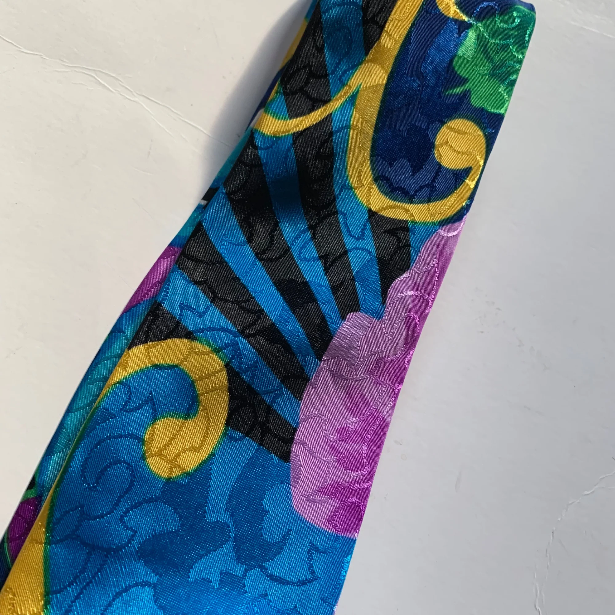 Vintage 80s Bright Print Ties Don Giovanni Tropical with Funky Abstract Bright - Image 9