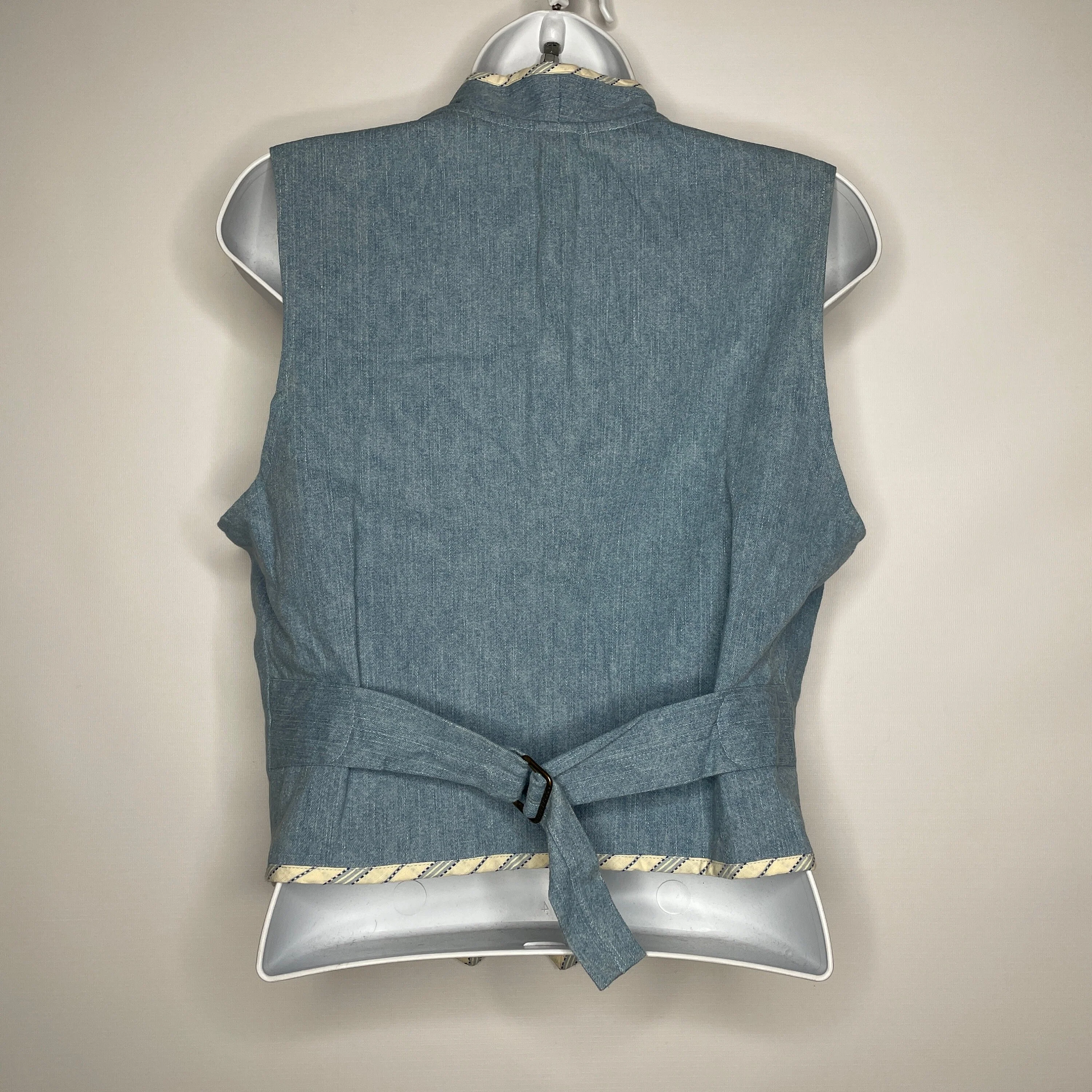 Vintage 80s Cambridge Country Store Colonial Embroidered Blue Denim Waistcoat Vest by Cambridge Country Store - Image 5