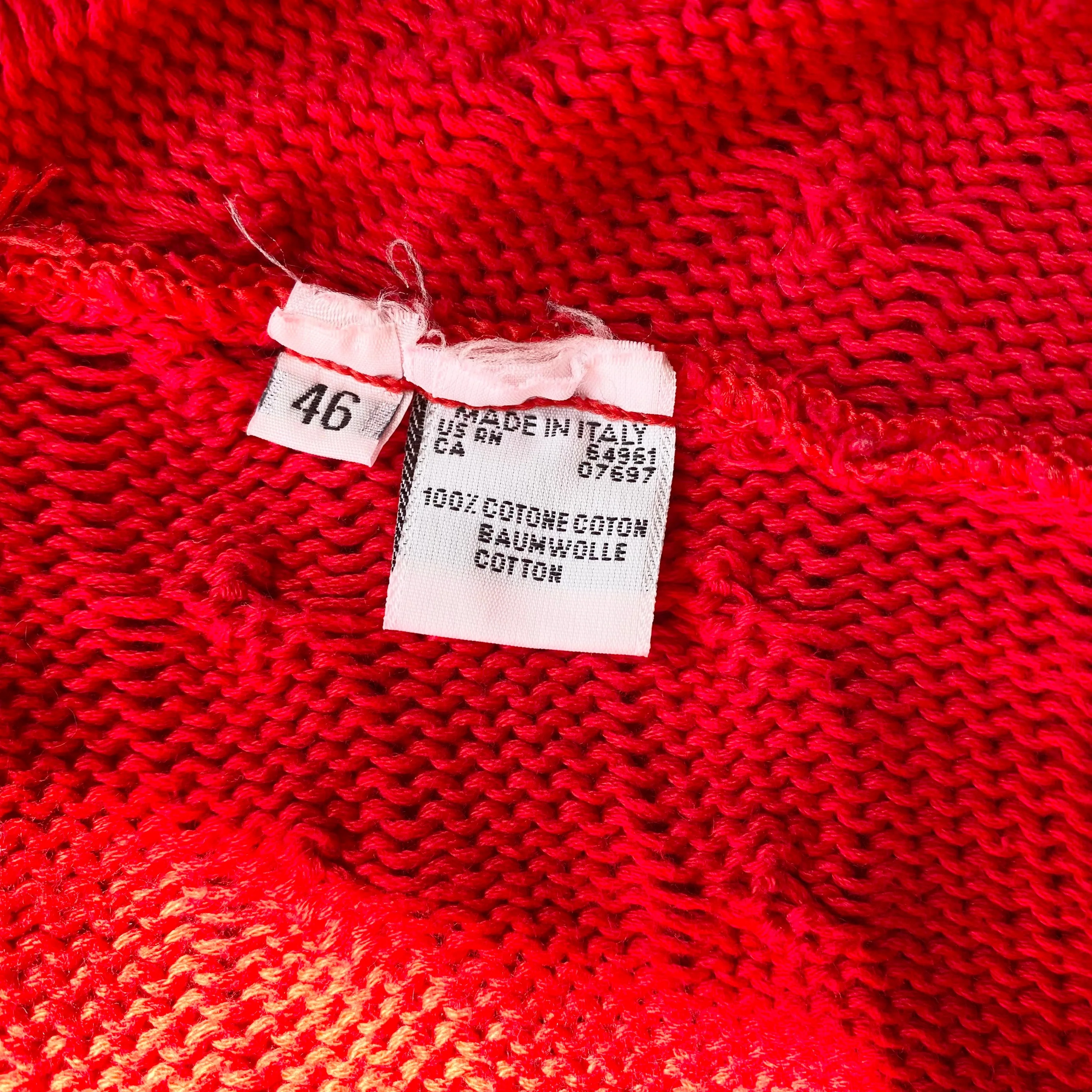 Vintage 80s Cherry Red Cable Knit Cotton Sweater by Benetton - Image 10