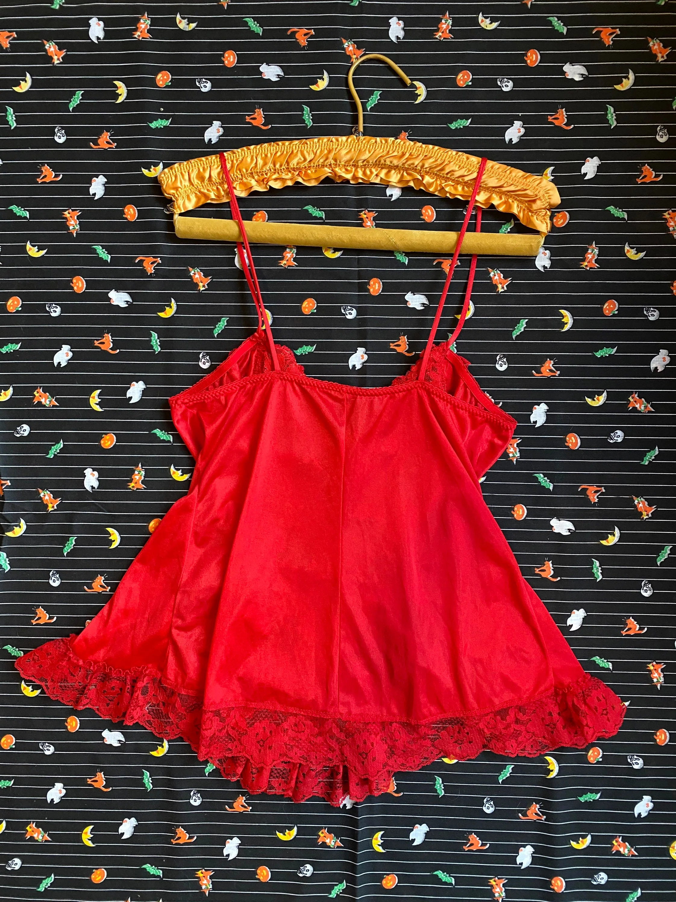 Vintage 80s Cherry Red Lace Babydoll Camisole Size Medium by Alana Gale Intimates - Image 6