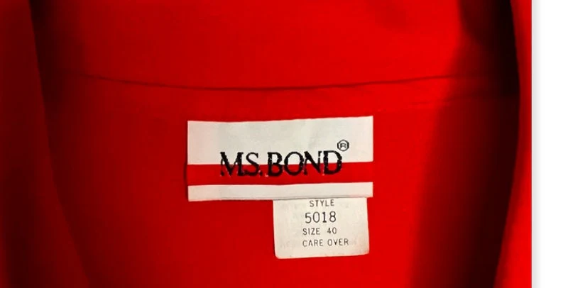 Vintage 80s Cherry Red Secretary Bow Blouse Pleated Shirt Large Xl Work by Ms Bond - Image 4