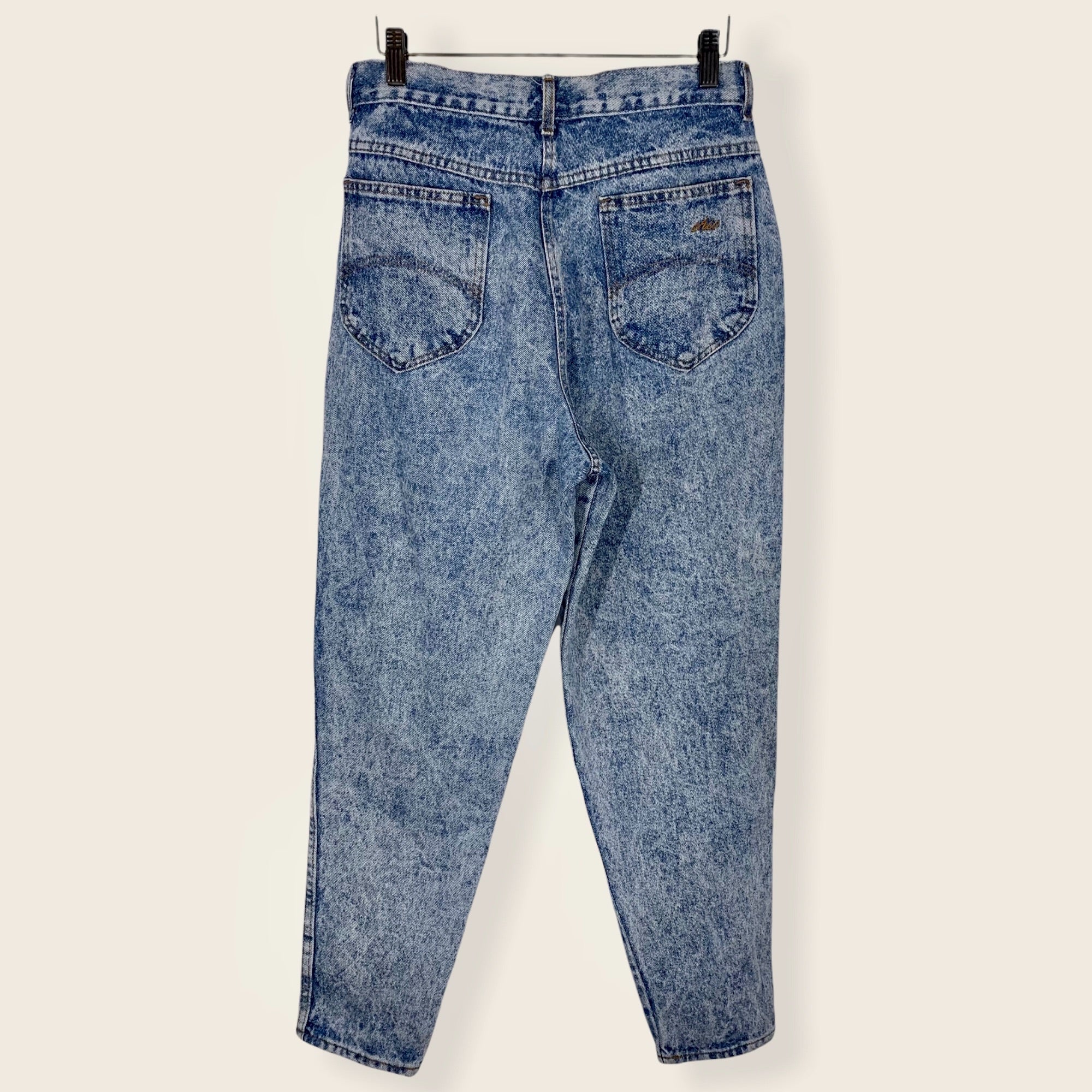 Vintage 80s Chic Blue Acid Wash High Rise Mom Jeans 12 - Image 3