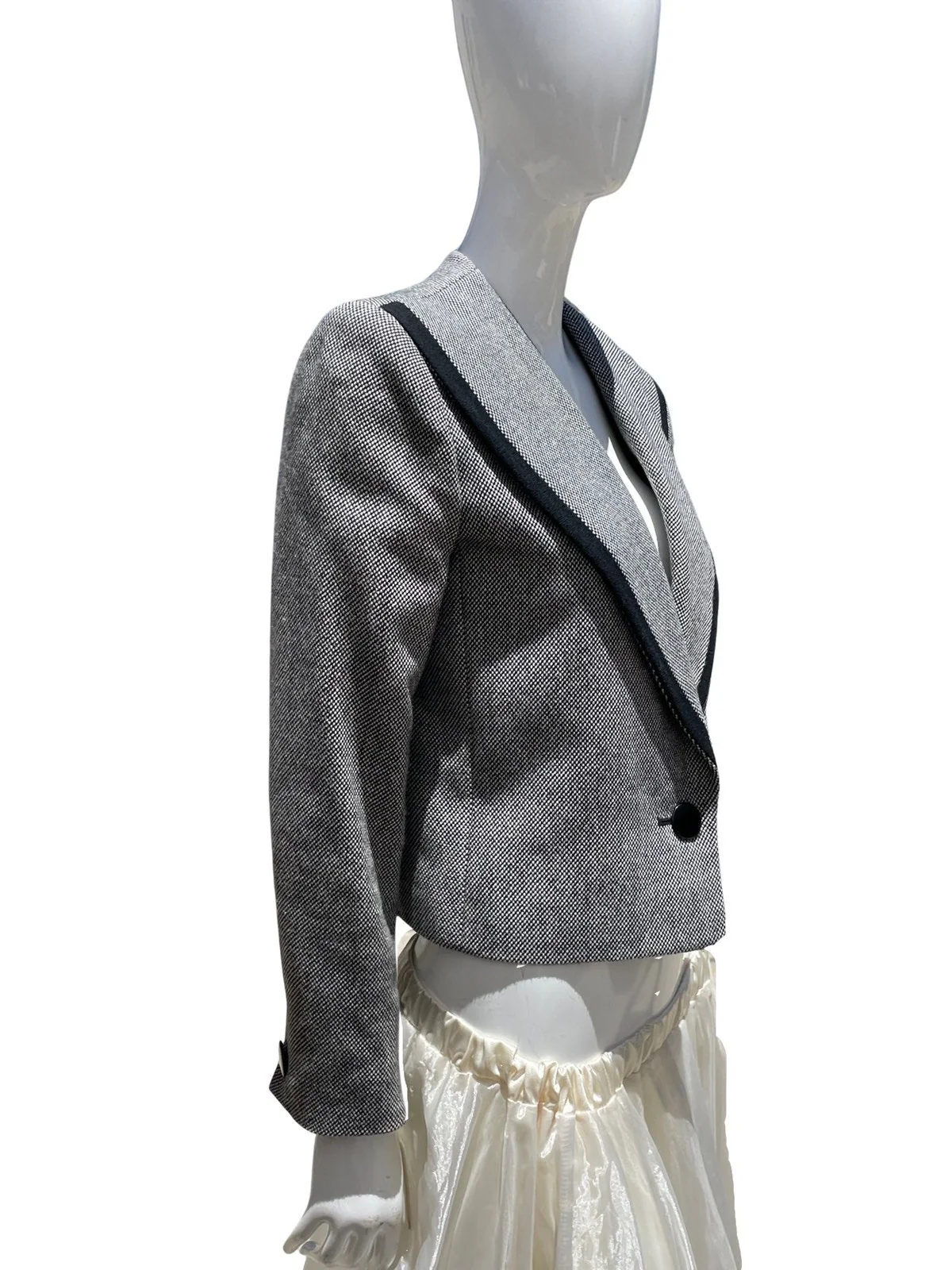 Vintage 80s Chic Cropped Bolero Dress Jacket Blazer Size 8 Large Lapels by Sasson - Image 3