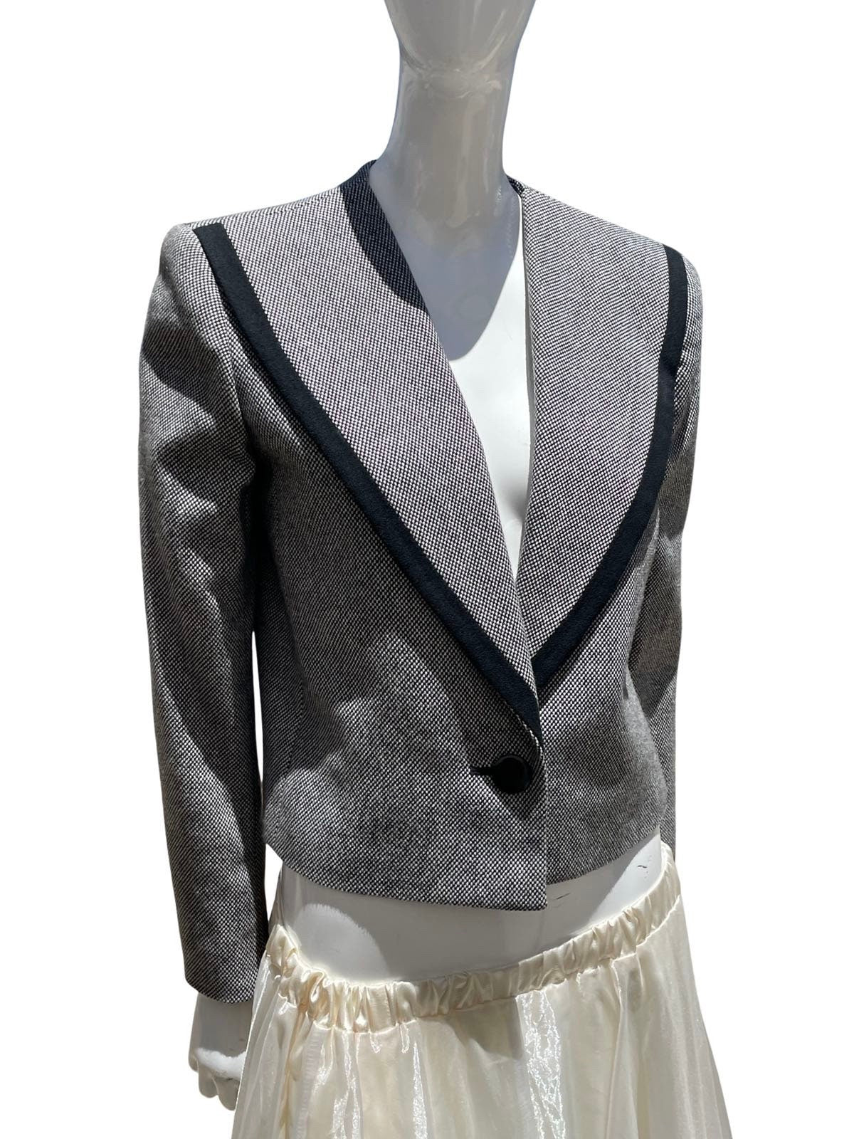 Vintage 80s Chic Cropped Bolero Dress Jacket Blazer Size 8 Large Lapels by Sasson - Image 5