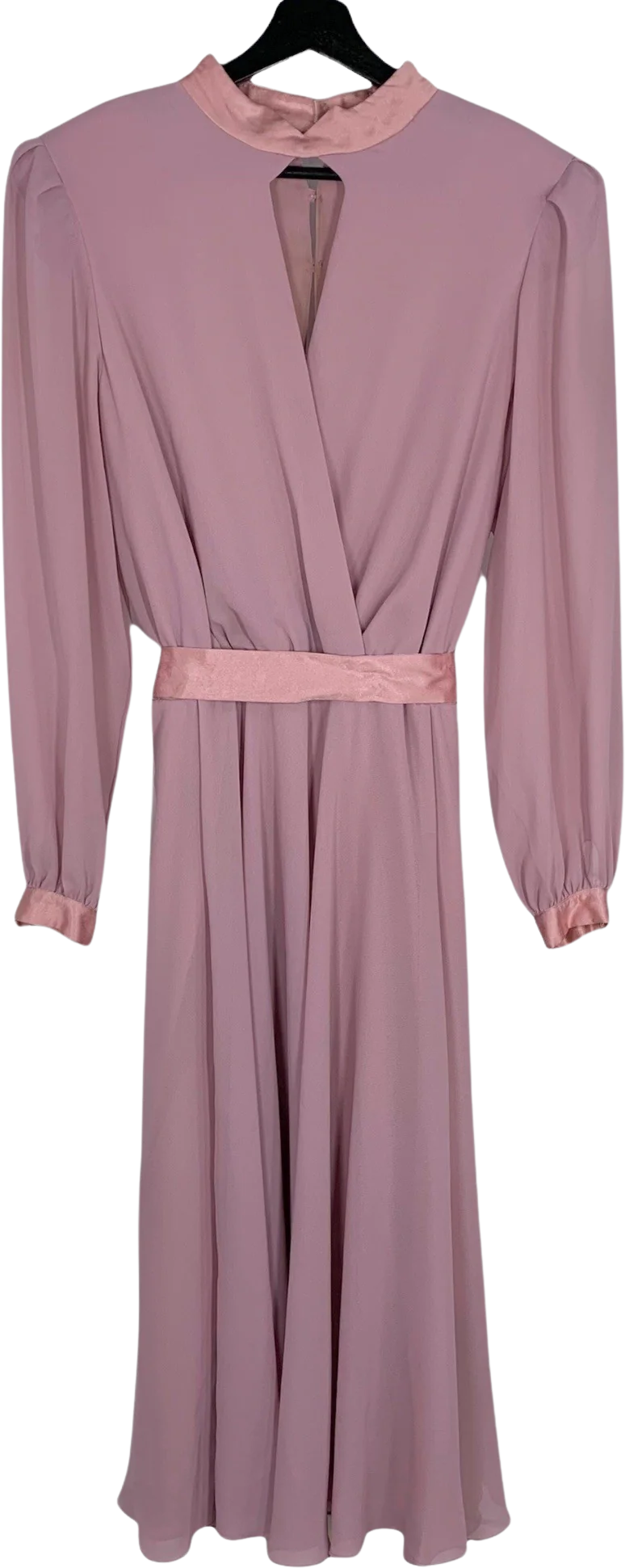 Vintage 80s Chiffon Keyhole Maxi Dress Medium by Ursula