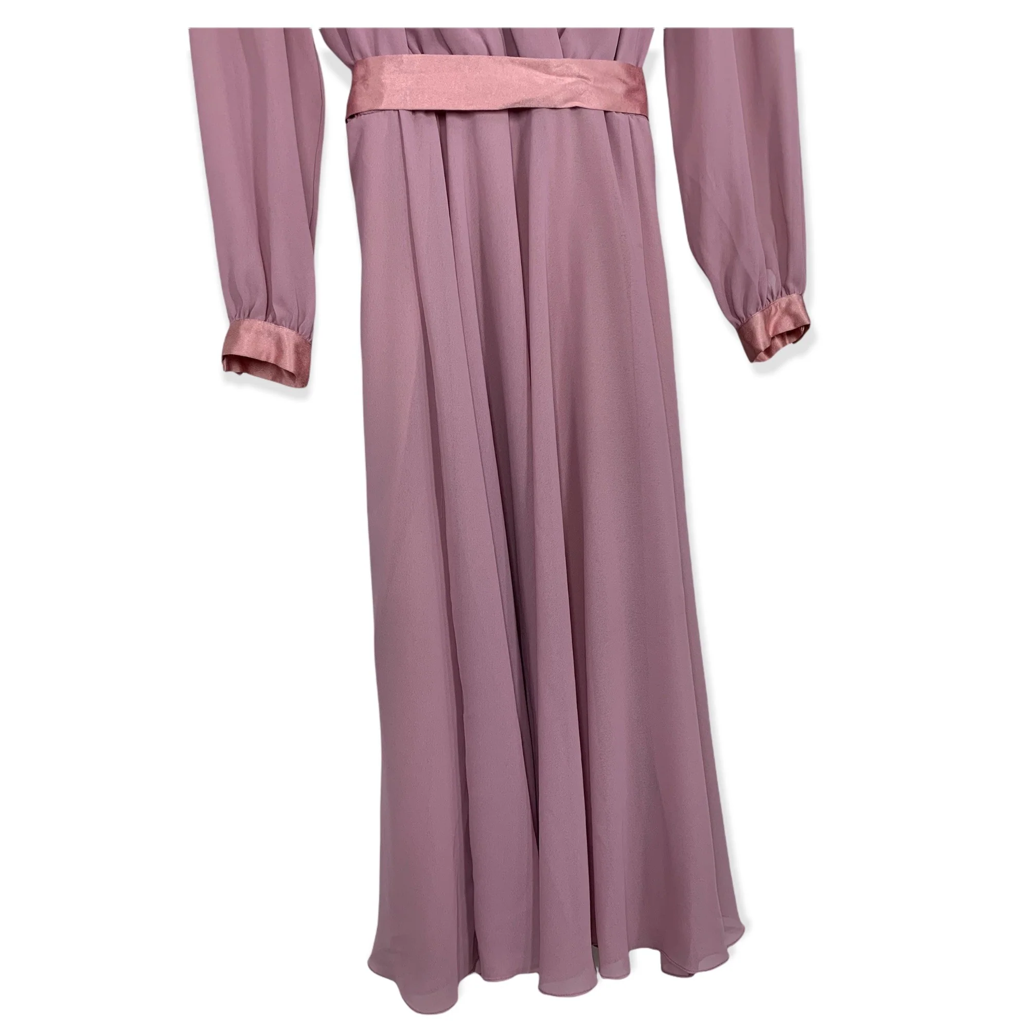 Vintage 80s Chiffon Keyhole Maxi Dress Medium by Ursula - Image 4