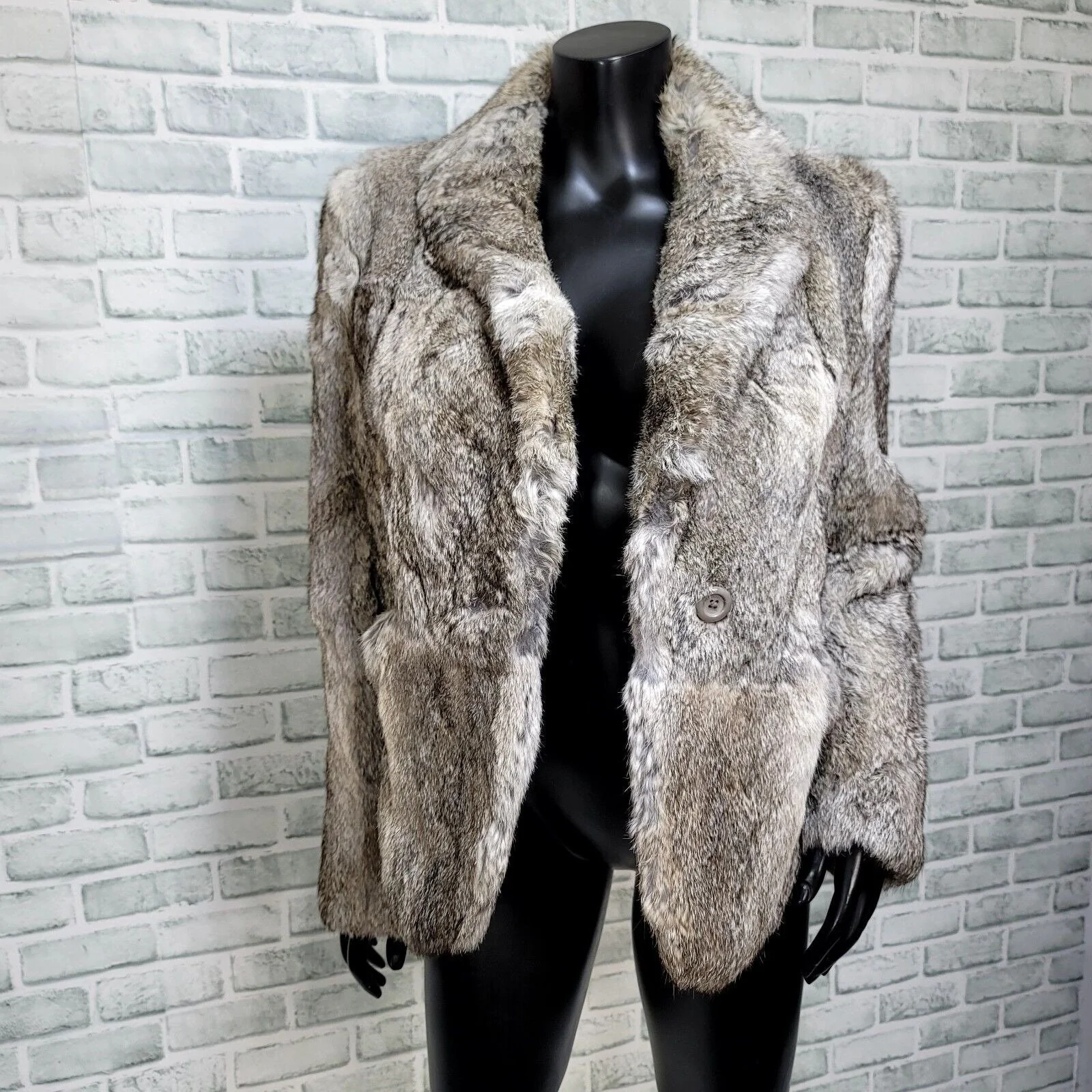 80s Gray Rabbit Fur Coat Short Soft By Chill Chasers - Image 4