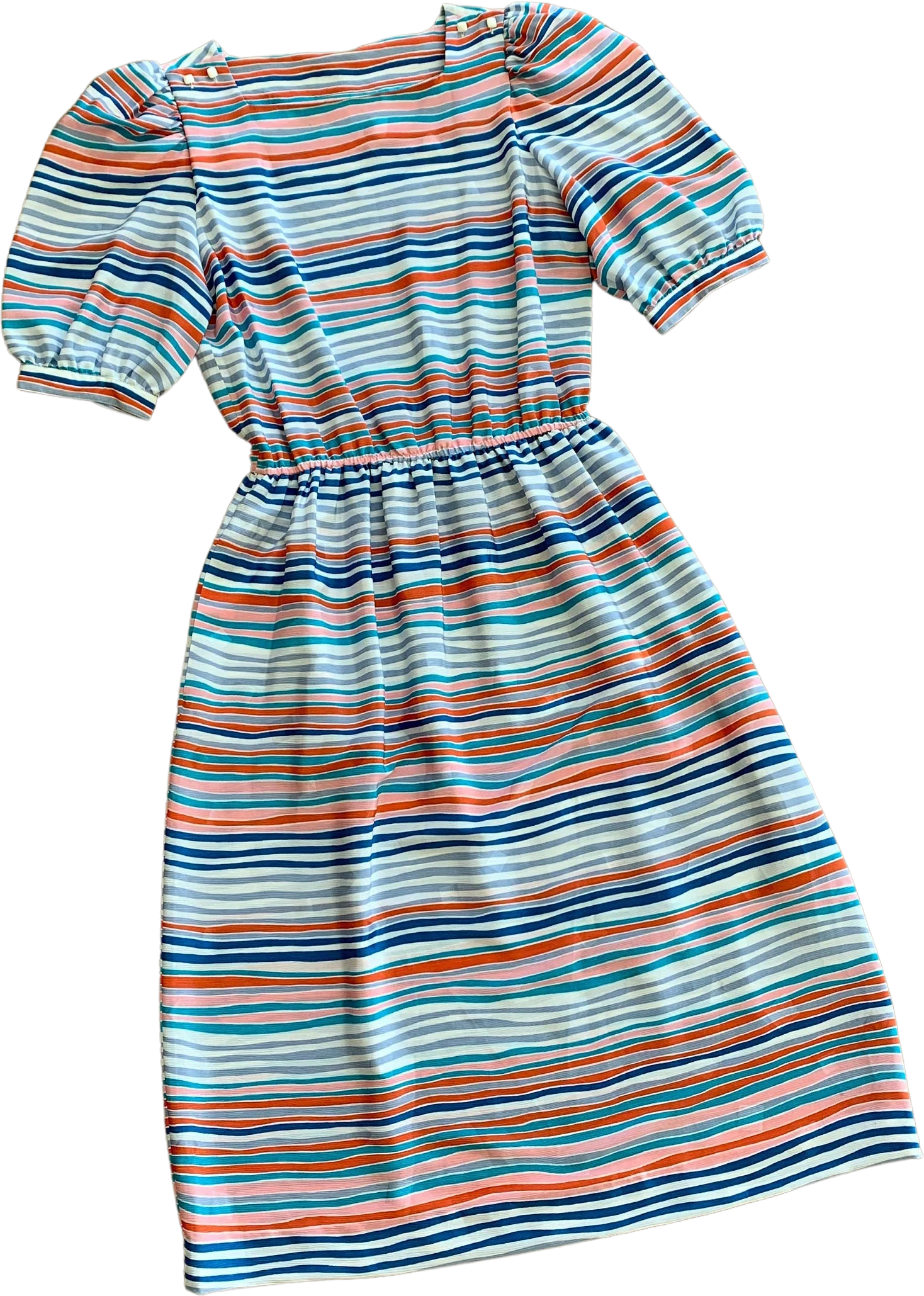 Vintage 80s Classic Silky Elastic Waist Midi Dress Sz 10 by Liz Claiborne