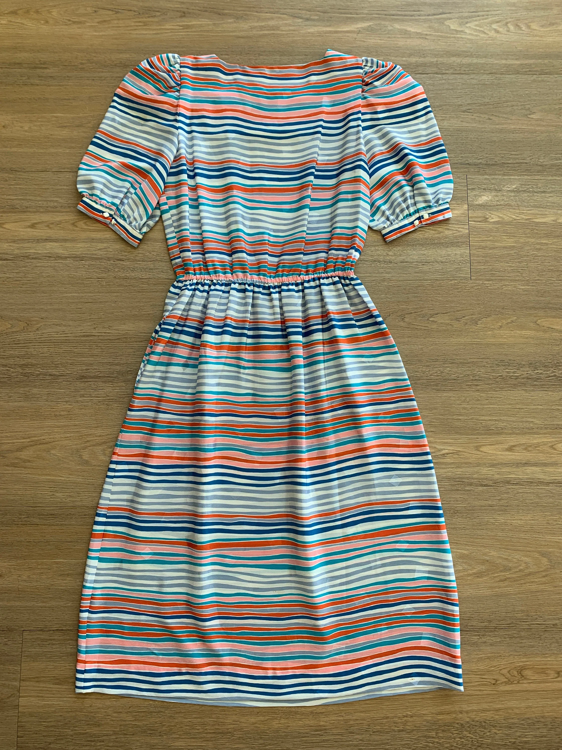 Vintage 80s Classic Silky Elastic Waist Midi Dress Sz 10 by Liz Claiborne - Image 2