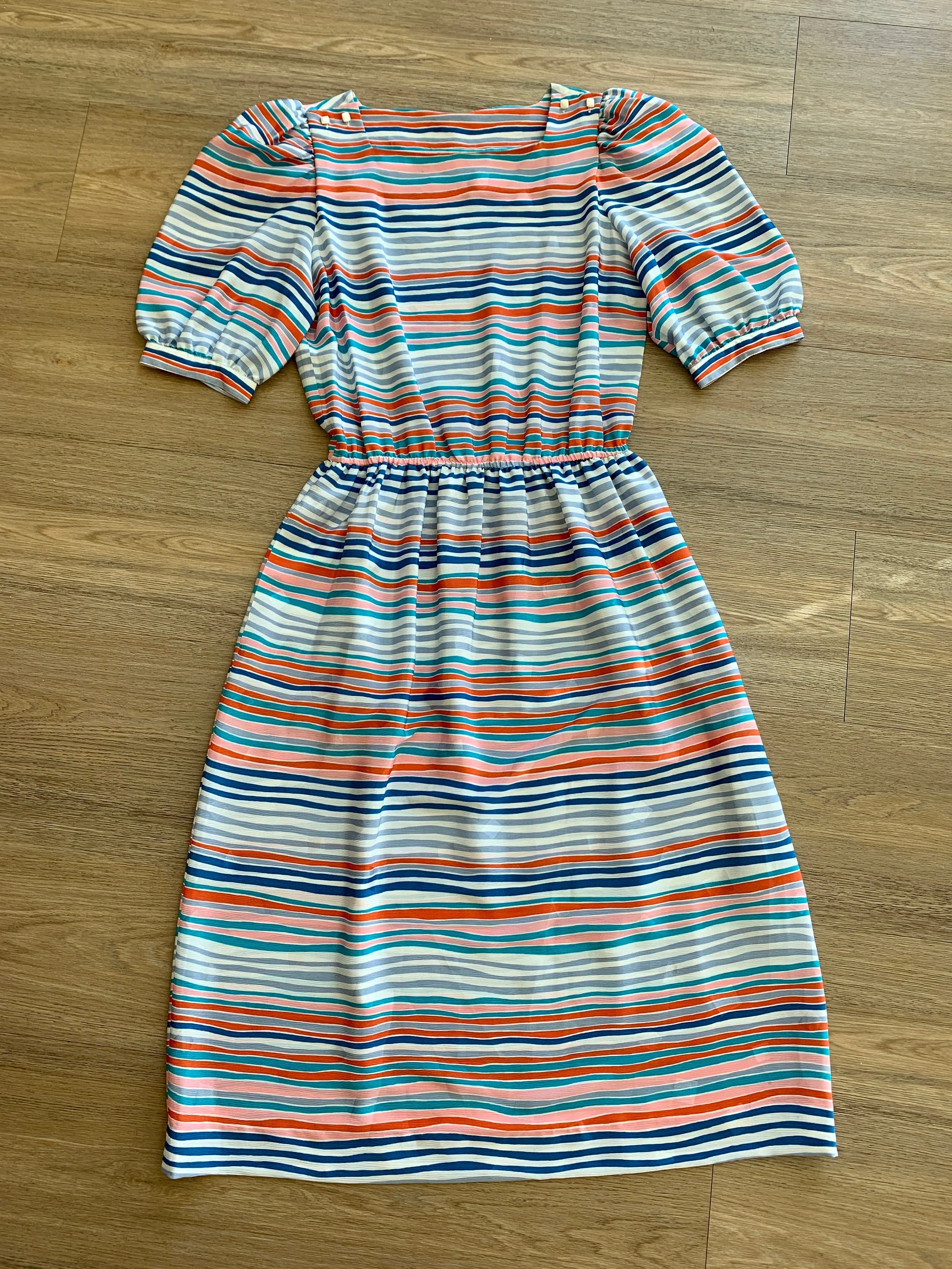 Vintage 80s Classic Silky Elastic Waist Midi Dress Sz 10 by Liz Claiborne - Image 3