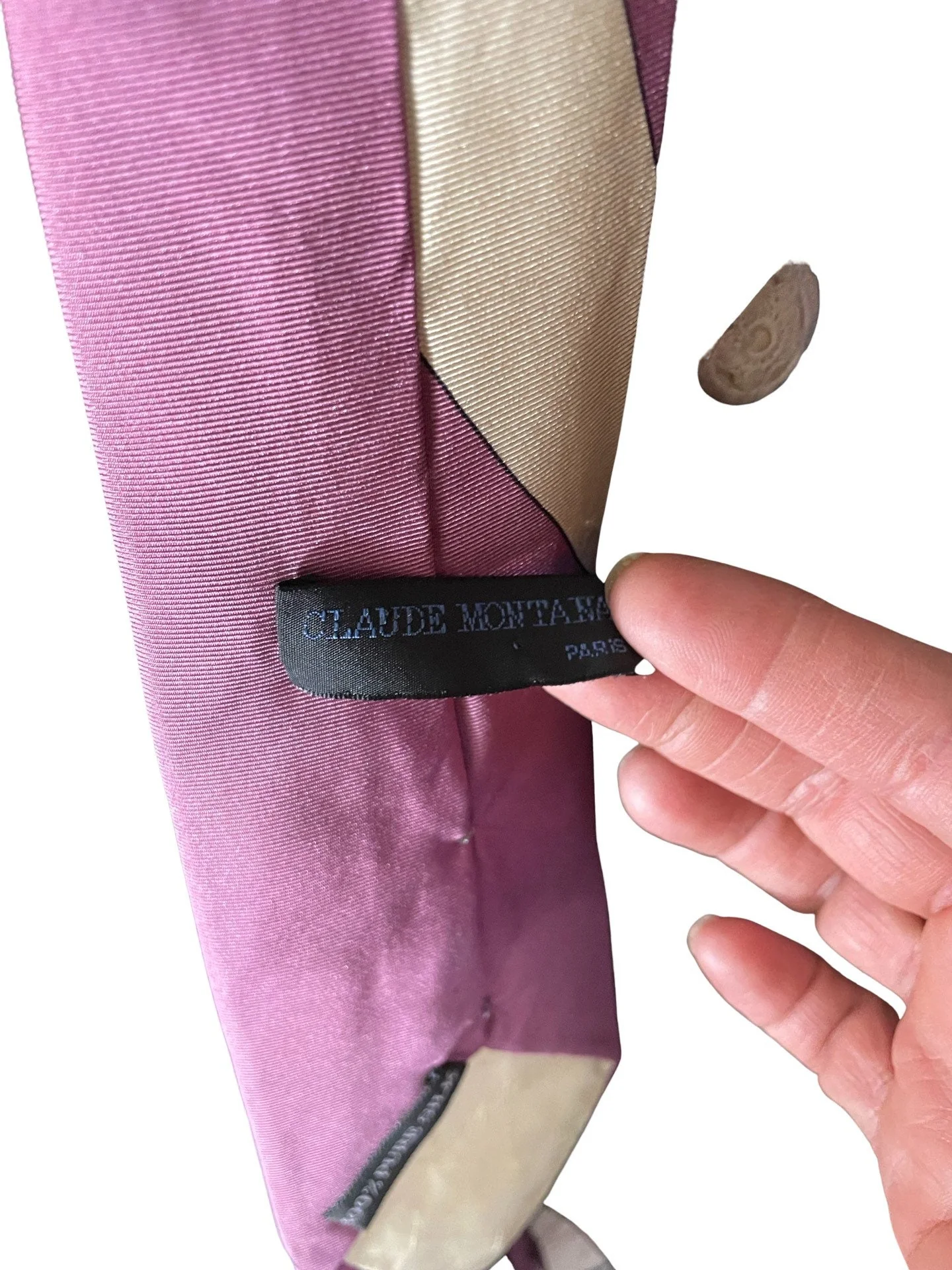 Vintage 80s Claude Montana Men’s Tie Silk Search Light Novelty Print Purple by Claude Montana - Image 5