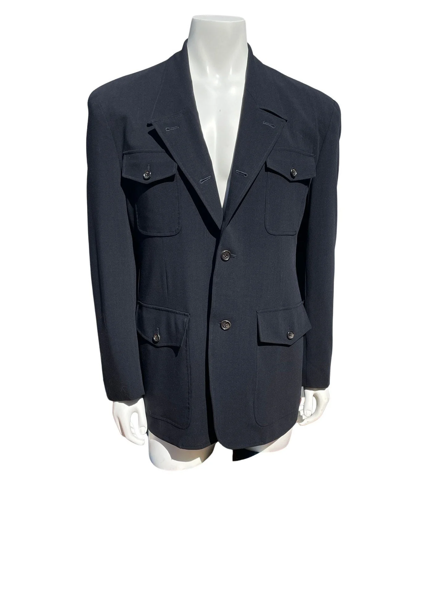Vintage 80s Comme Des Garcons Homme Plus Summer Blazer 4 Pockets Hunter Jacket Buttonhole Open Lapels Size M by Comme Des Garcons - Image 3