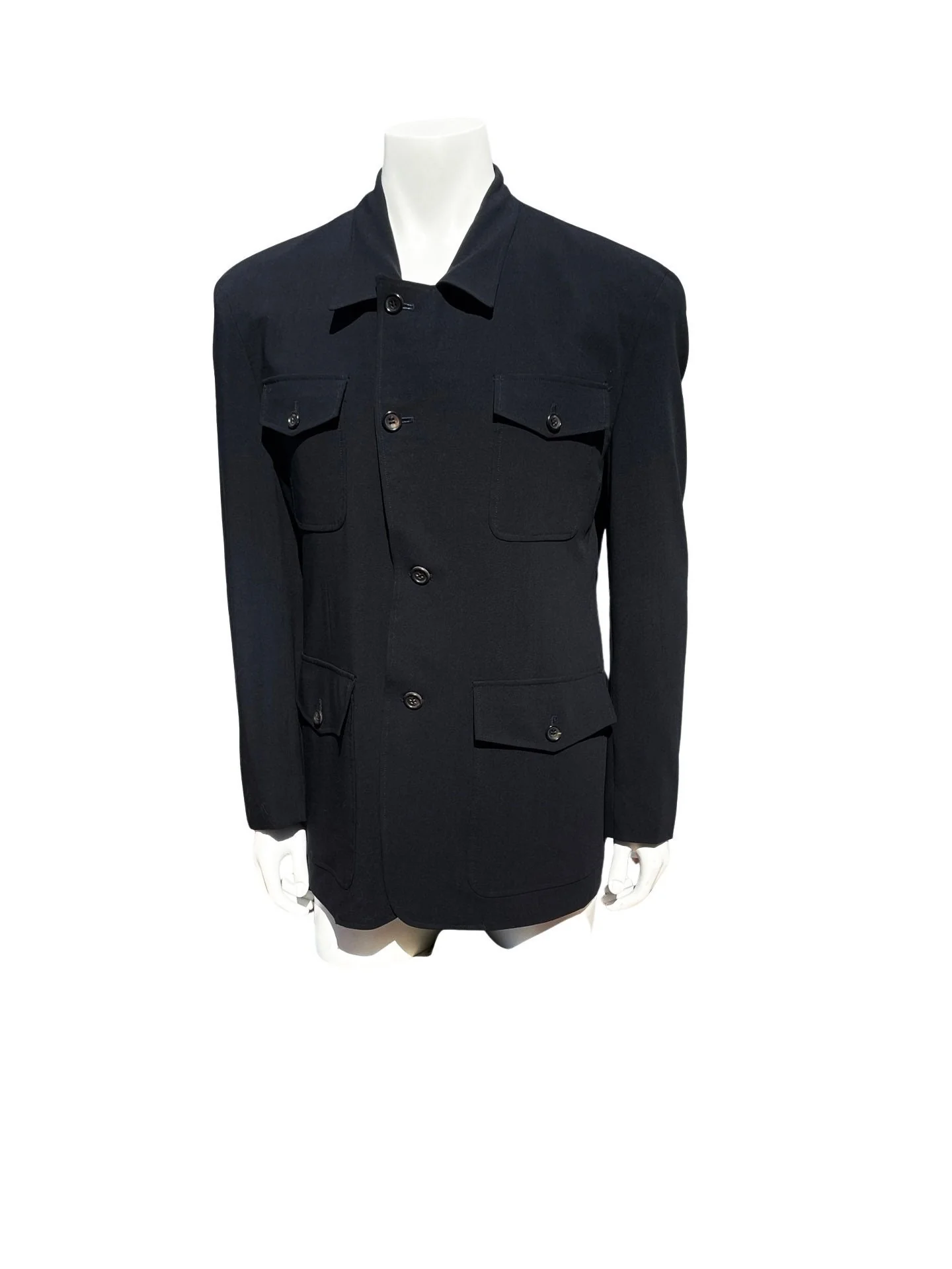 Vintage 80s Comme Des Garcons Homme Plus Summer Blazer 4 Pockets Hunter Jacket Buttonhole Open Lapels Size M by Comme Des Garcons - Image 4